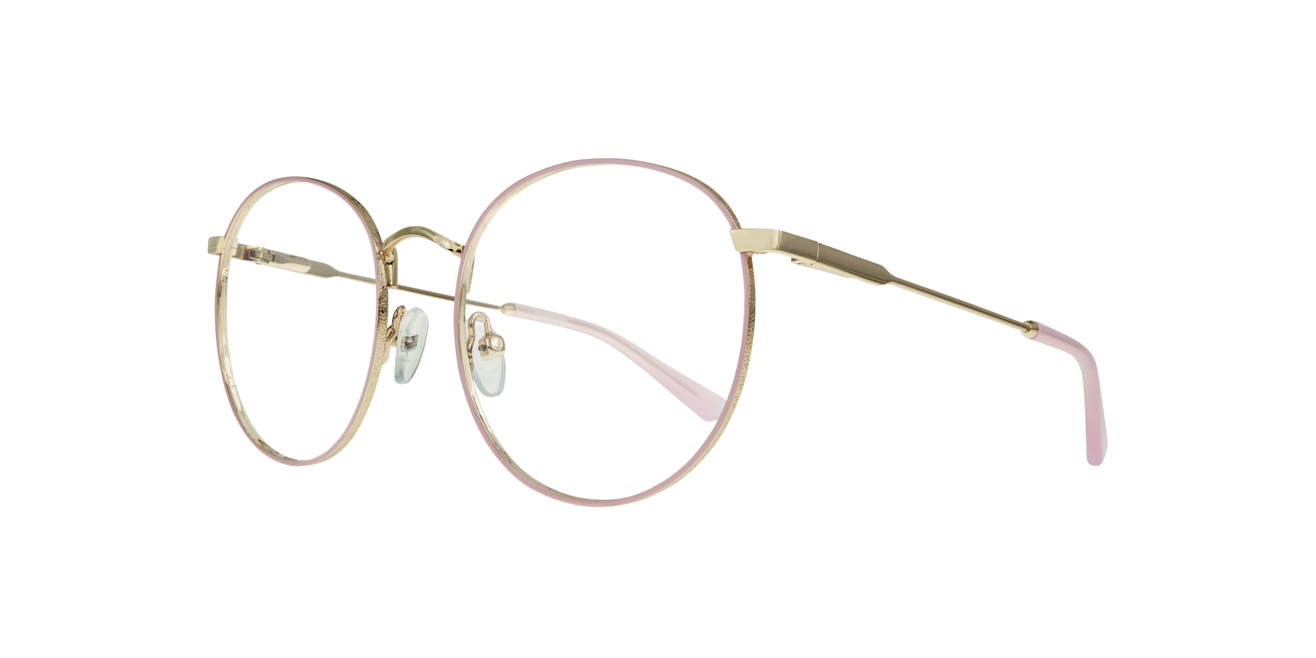 Kade Shiny Gold & Pink MetalSunglass Frames for Glasses Direct, Angle View