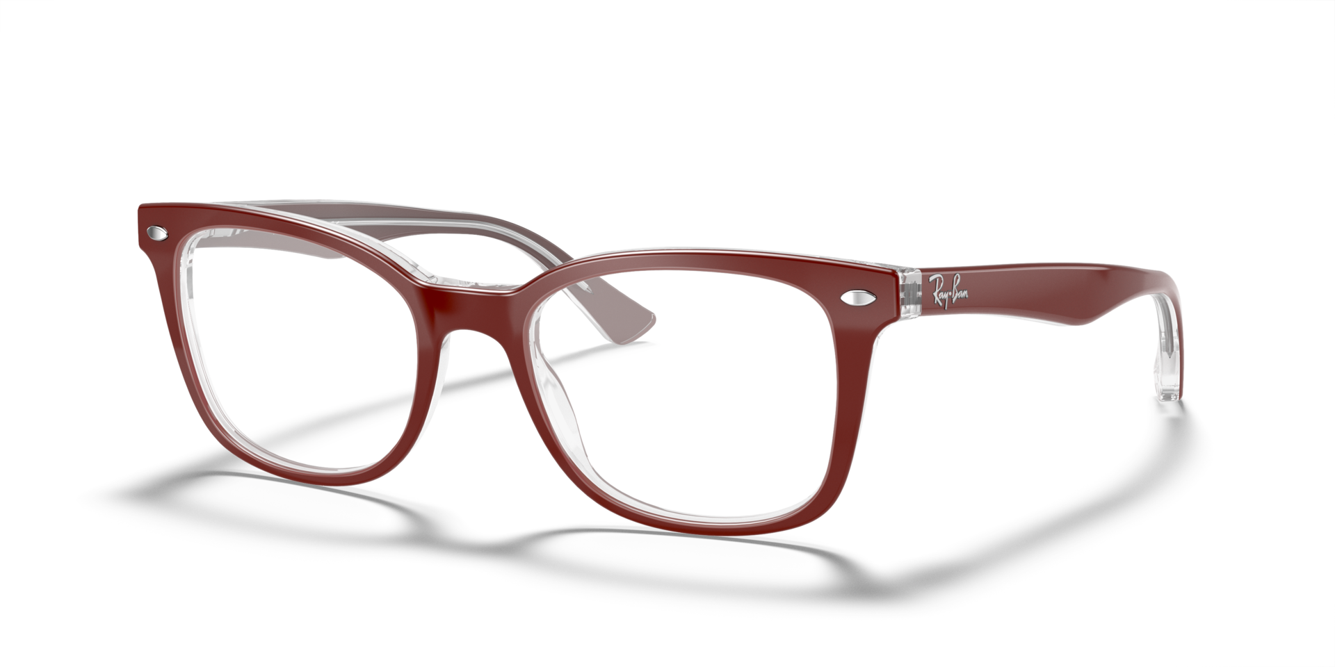 RB5285 Bordeaux On Transparent AcetateEyeglass Frames for Glasses Direct, Angle View