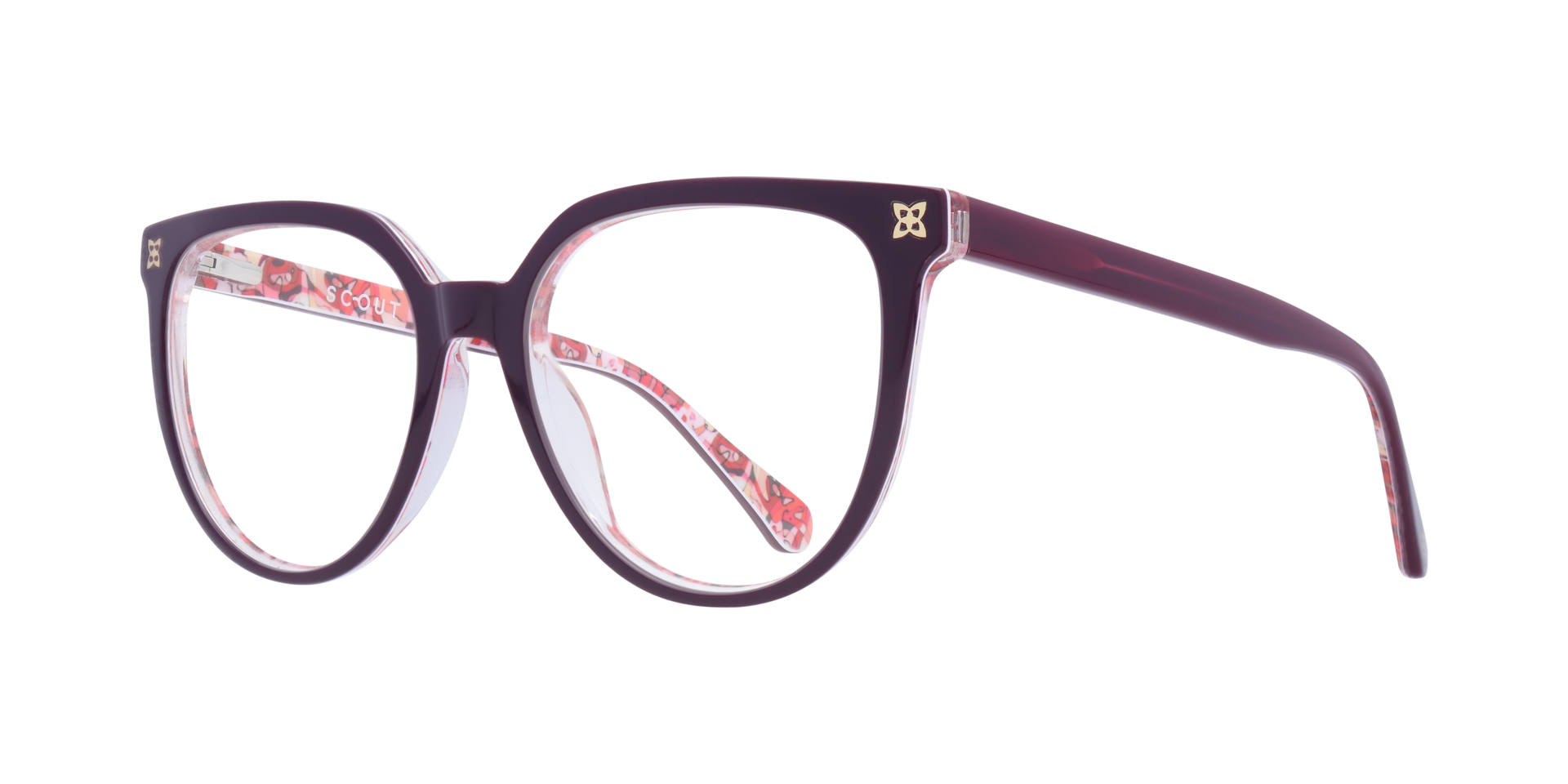 Gloria Milky Dark Pink  &  Flowers AcetateEyeglass Frames for Glasses Direct, Angle View