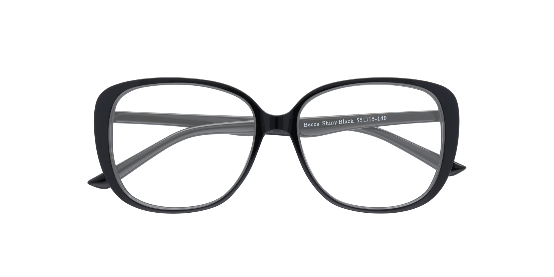 Becca Shiny Black PlasticEyeglass Frames for Glasses Direct, Closed View
