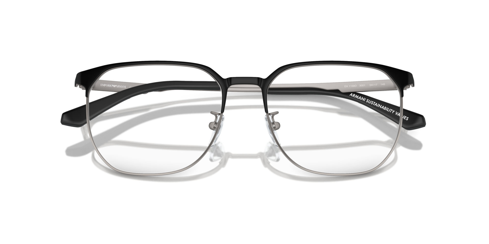 EA1158D Matte Black & Gunmetal MetalEyeglass Frames for Glasses Direct, Closed View
