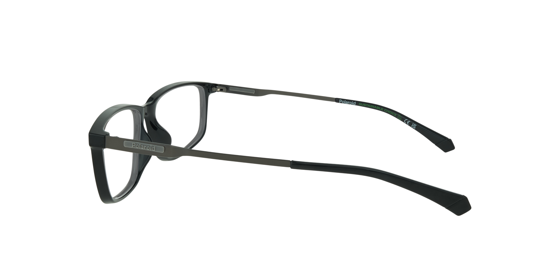 PLD D535/G Black Silver PlasticEyeglass Frames for Glasses Direct, Side View