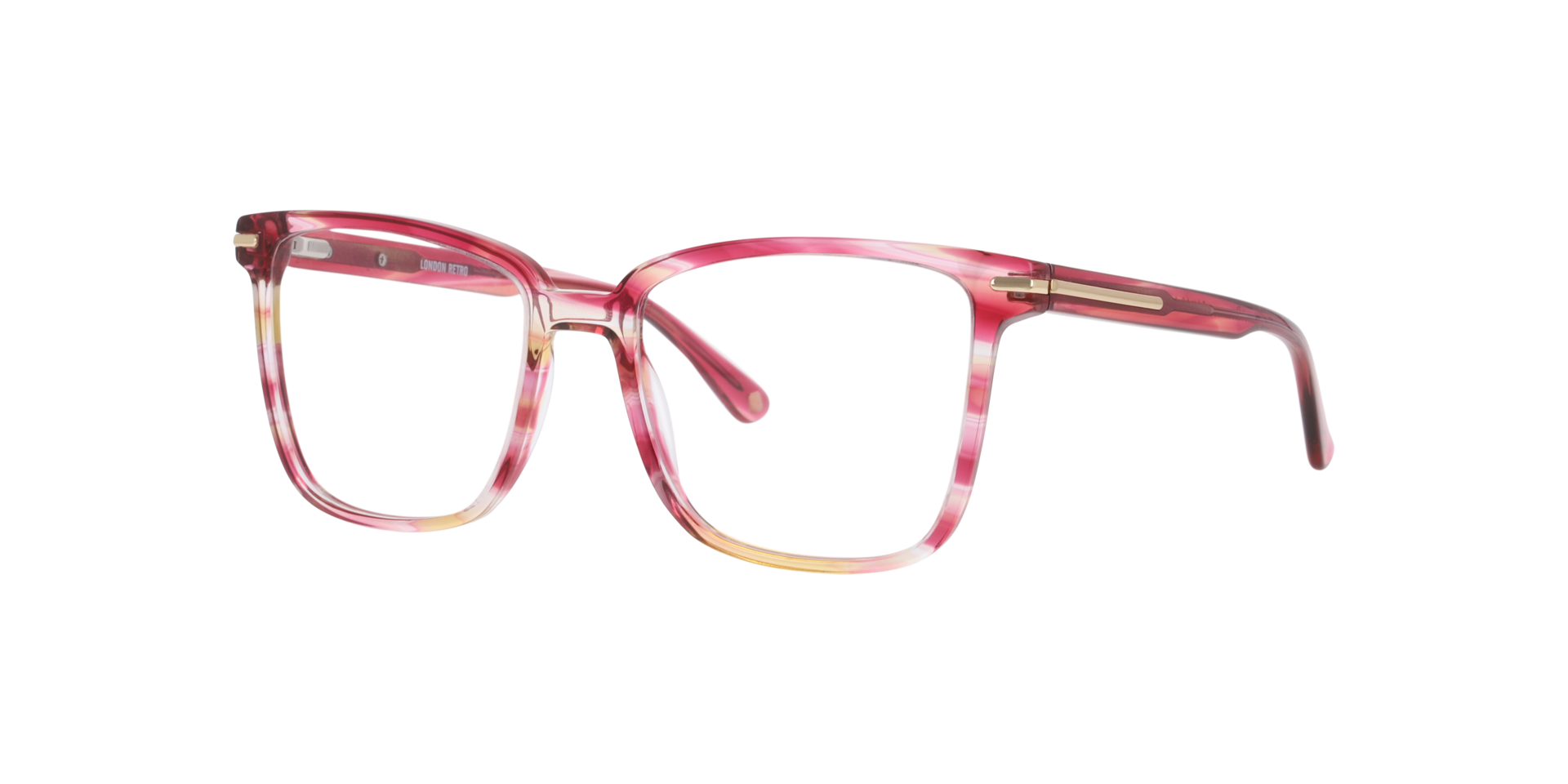 Balham Pink & Yellow AcetateEyeglass Frames for Glasses Direct, Angle View