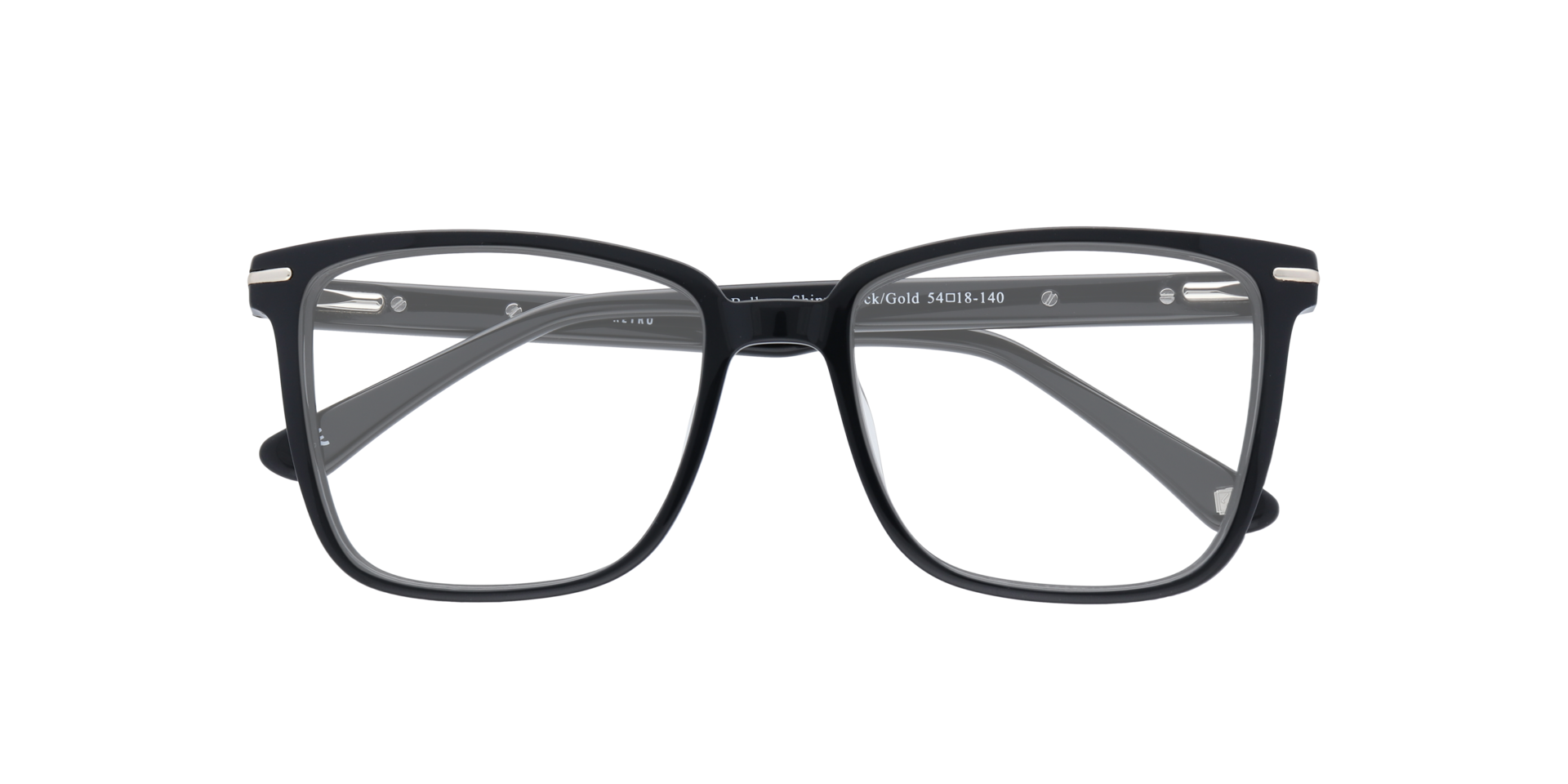 Balham Shiny Black  &  Gold AcetateEyeglass Frames for Glasses Direct, Closed View