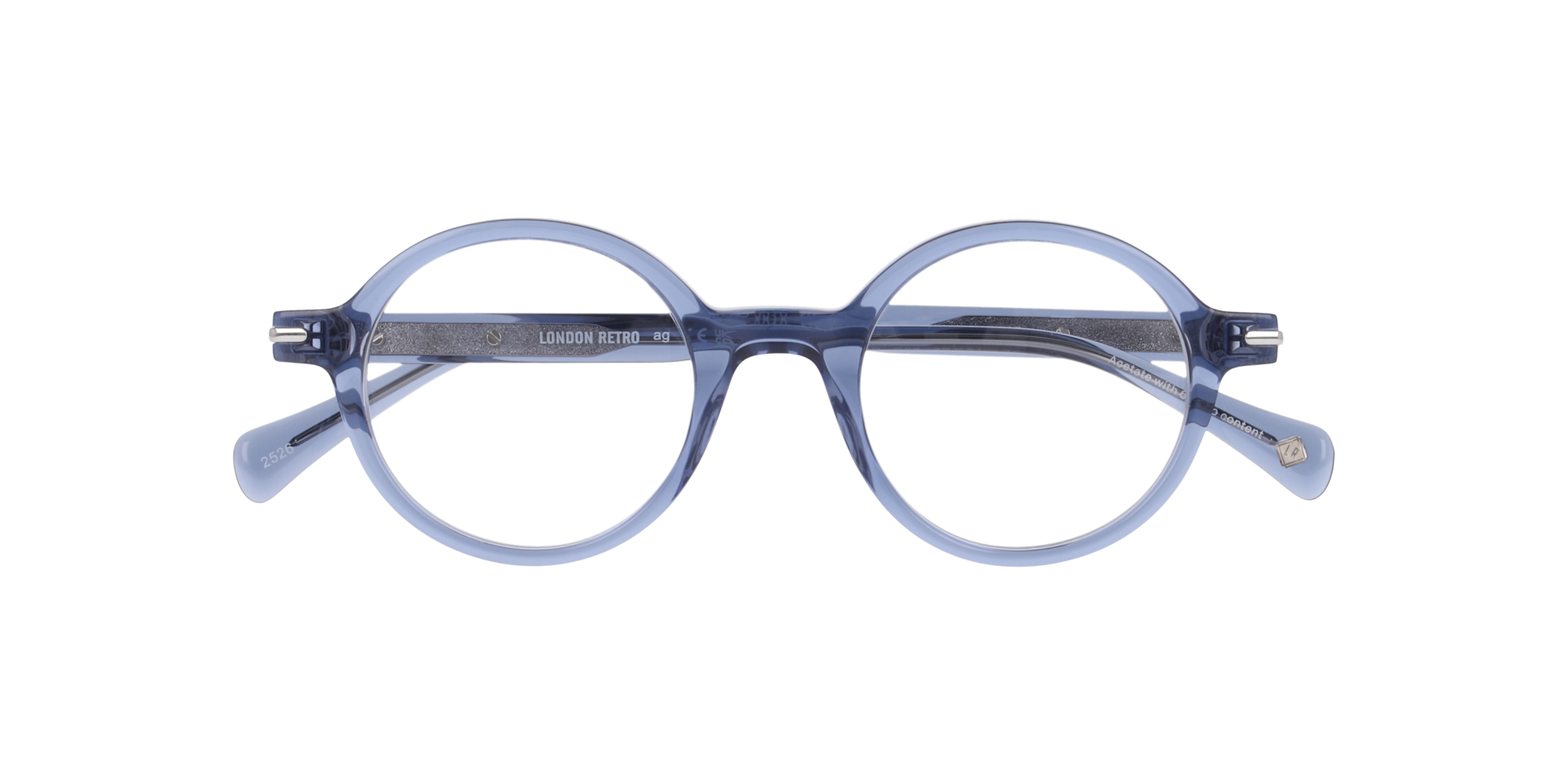 Nine Elms Transparent Dark Blue AcetateEyeglass Frames for Glasses Direct, Closed View
