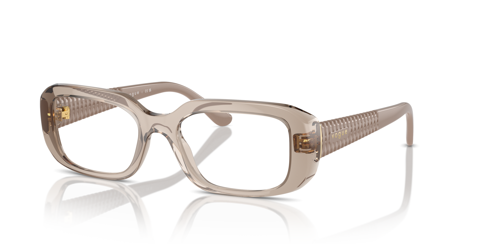 VO5568 Transparent Caramel PlasticEyeglass Frames for Glasses Direct, Angle View