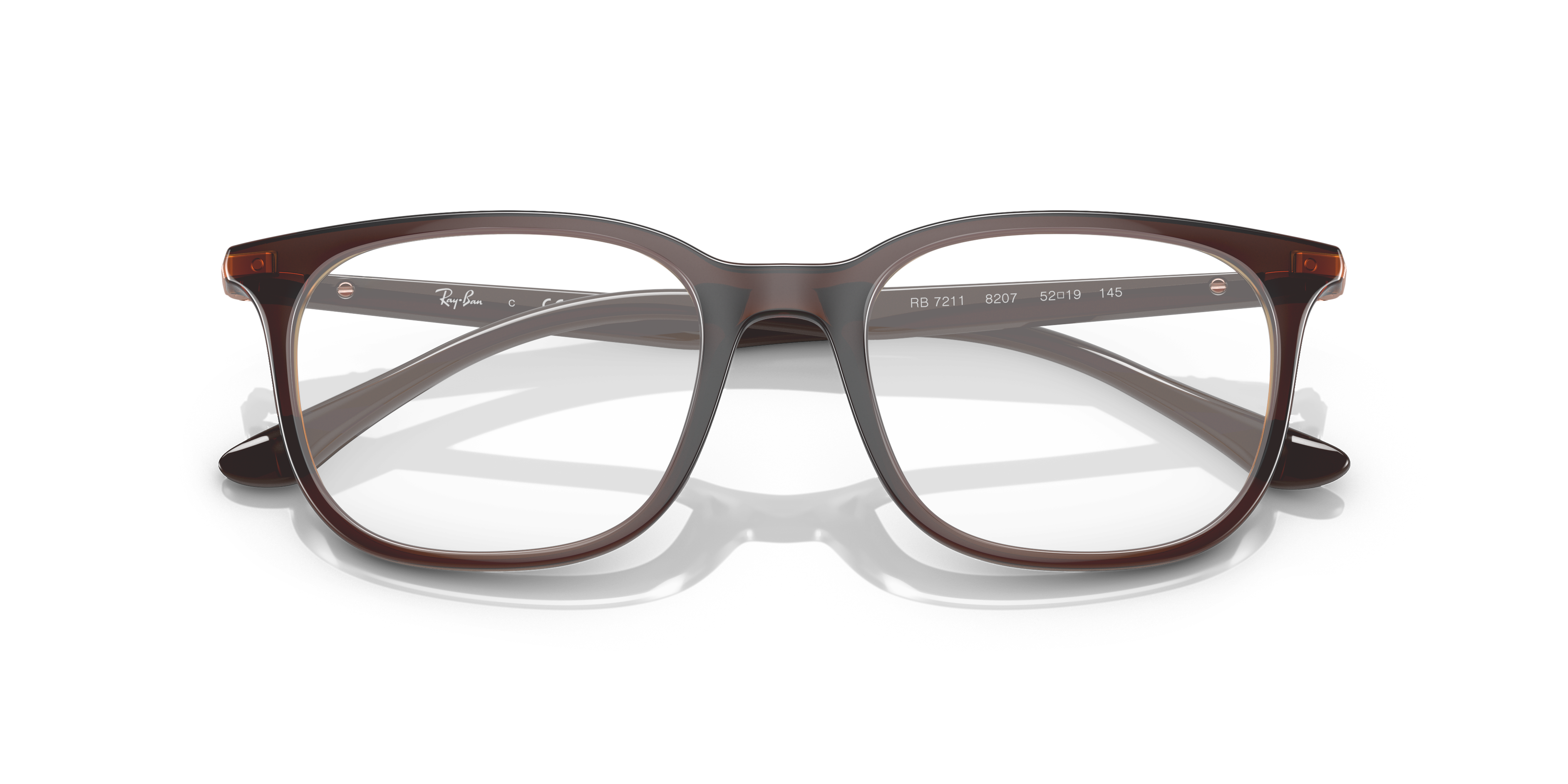 RB7211 Transparent Brown PlasticEyeglass Frames for Glasses Direct, Closed View