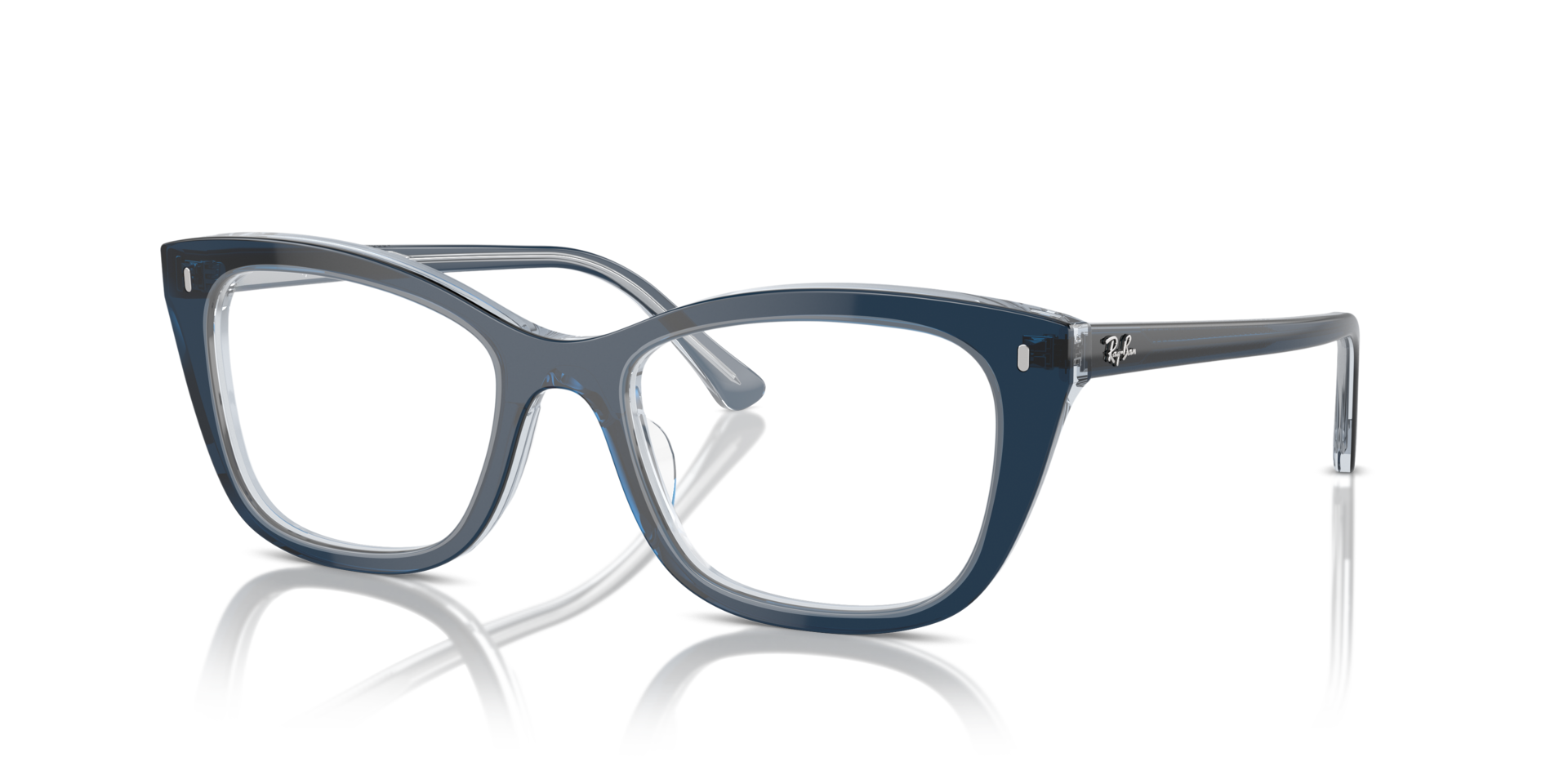 RB5433 Blue On Transparent Blue AcetateEyeglass Frames for Glasses Direct, Angle View