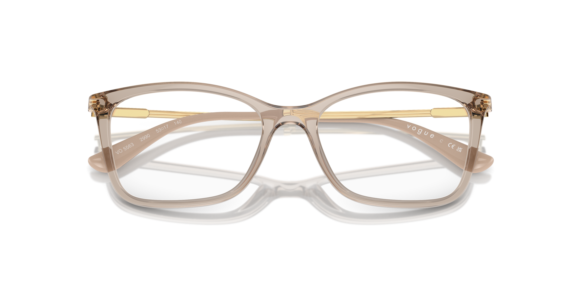 VO5563 Transparent Caramel PlasticEyeglass Frames for Glasses Direct, Closed View