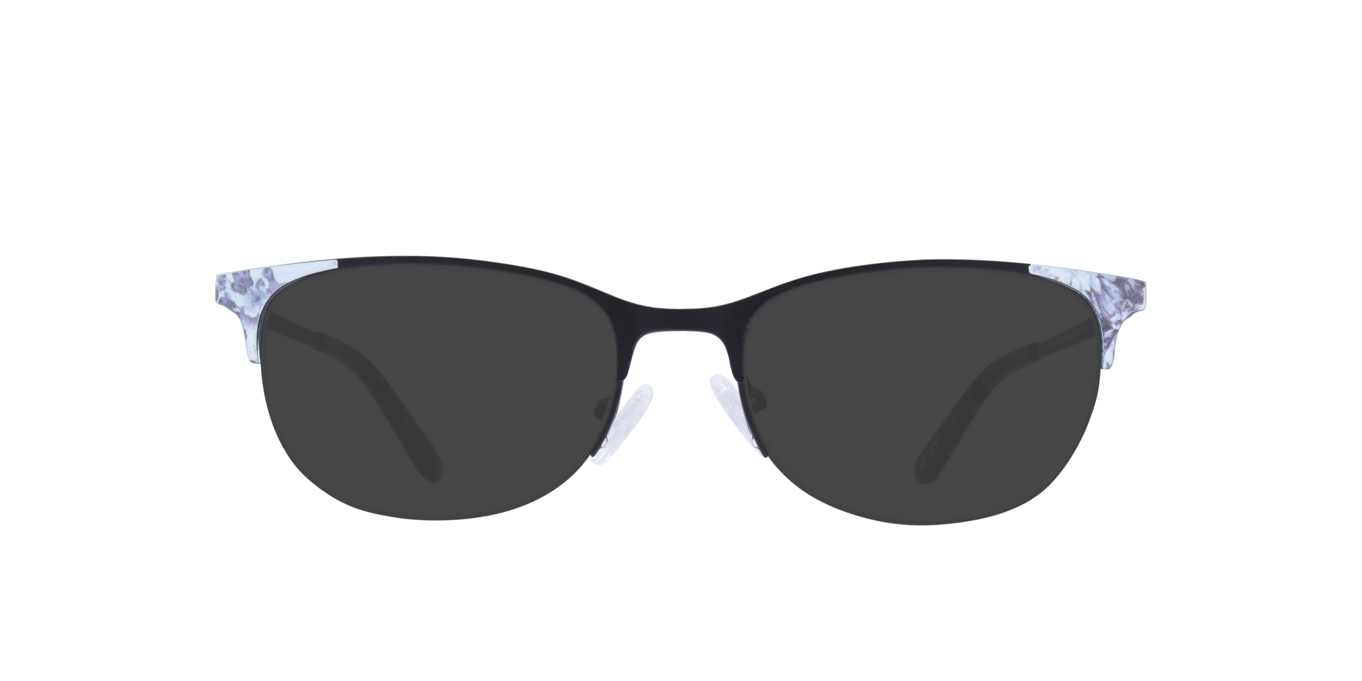 Gwen Matte Black & White Flowers MetalEyeglass Frames for Glasses Direct, with Tinted Lenses