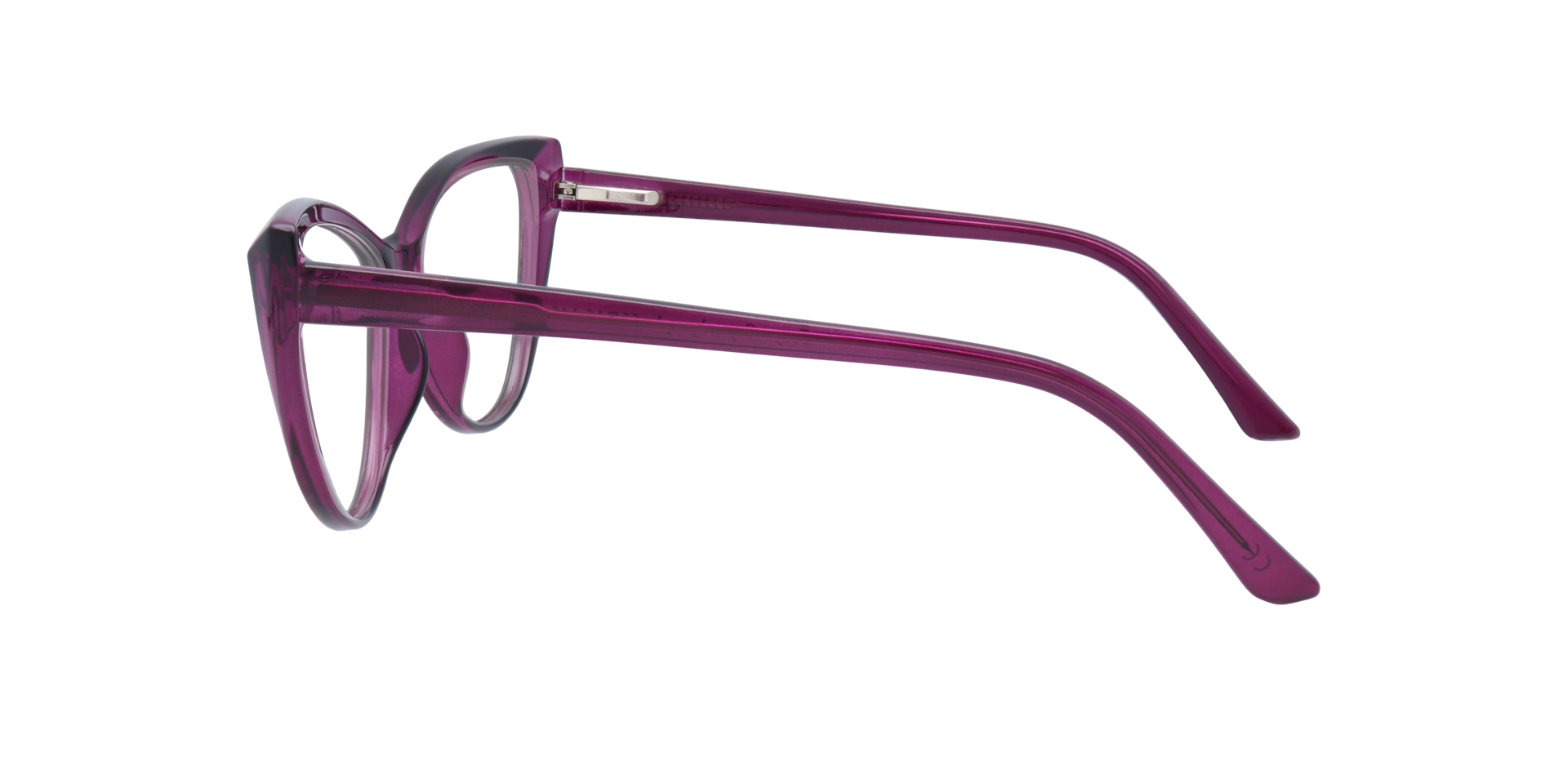 Freya Crystal & Purple PlasticEyeglass Frames for Glasses Direct, Side View