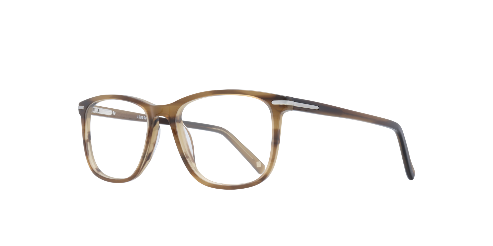 Clapham Shiny Brown Horn AcetateEyeglass Frames for Glasses Direct, Angle View