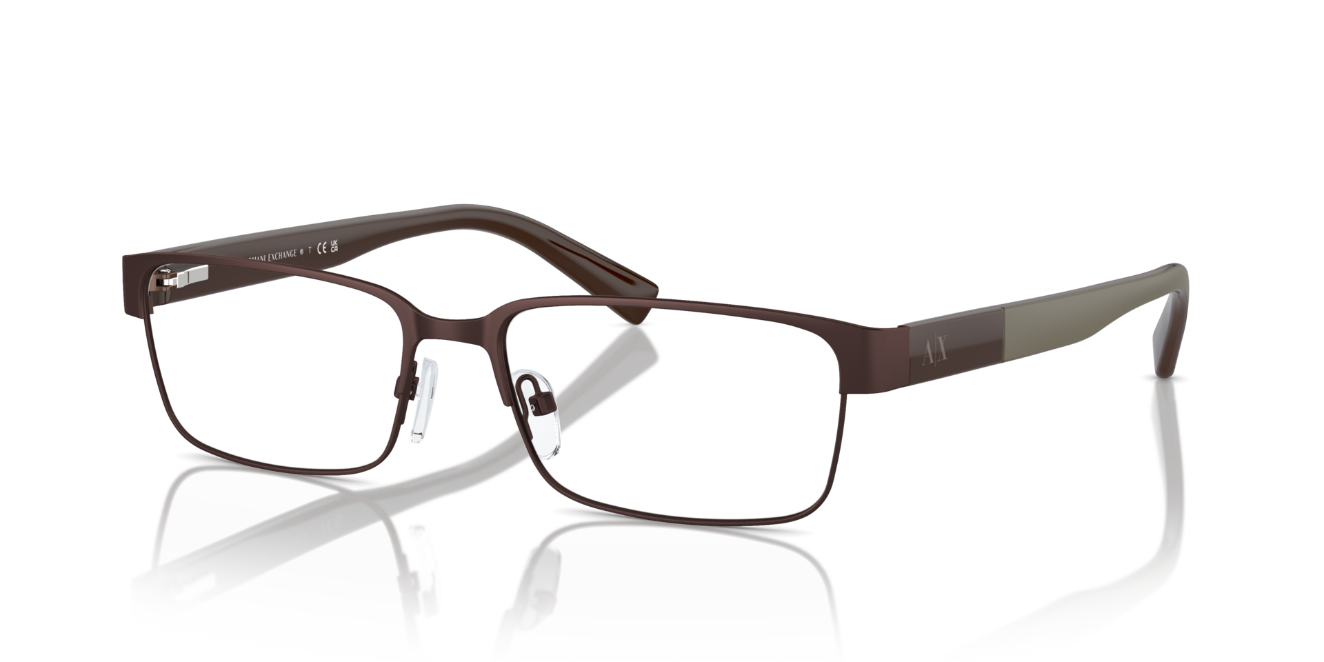 AX1017 Brown MetalEyeglass Frames for Glasses Direct, Angle View