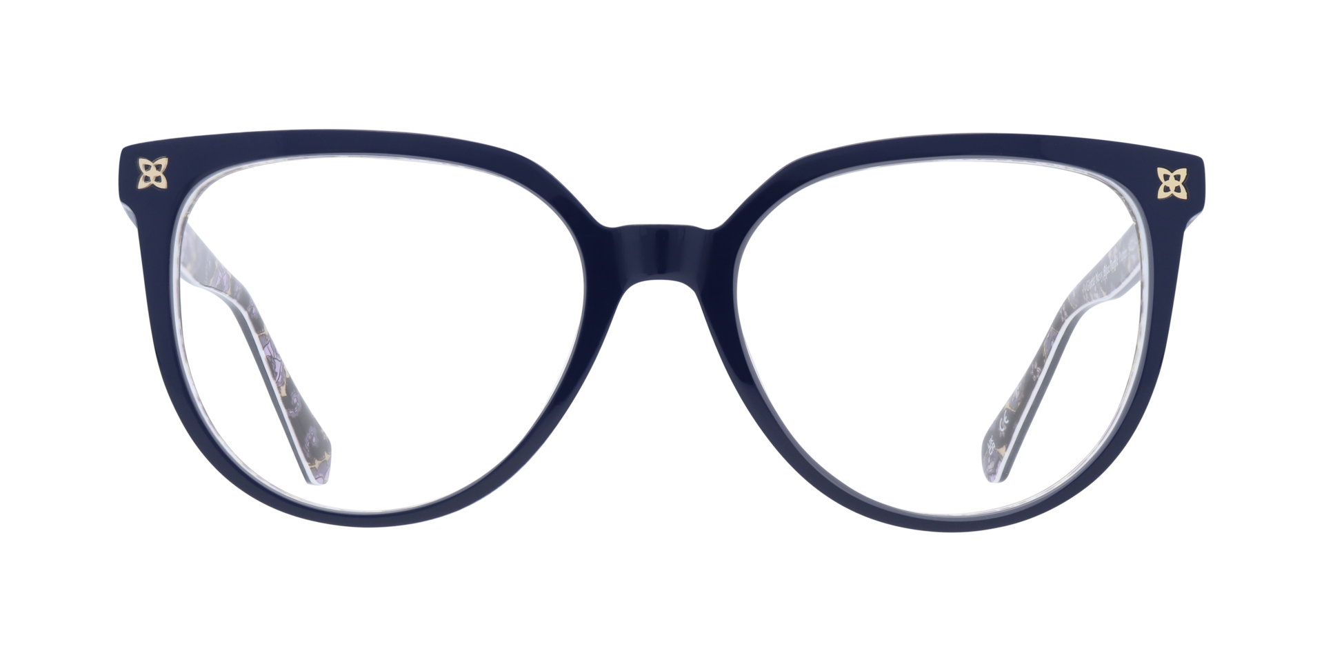 Gloria Navy Blue  &  Purple Pattern AcetateEyeglass Frames for Glasses Direct, Front View