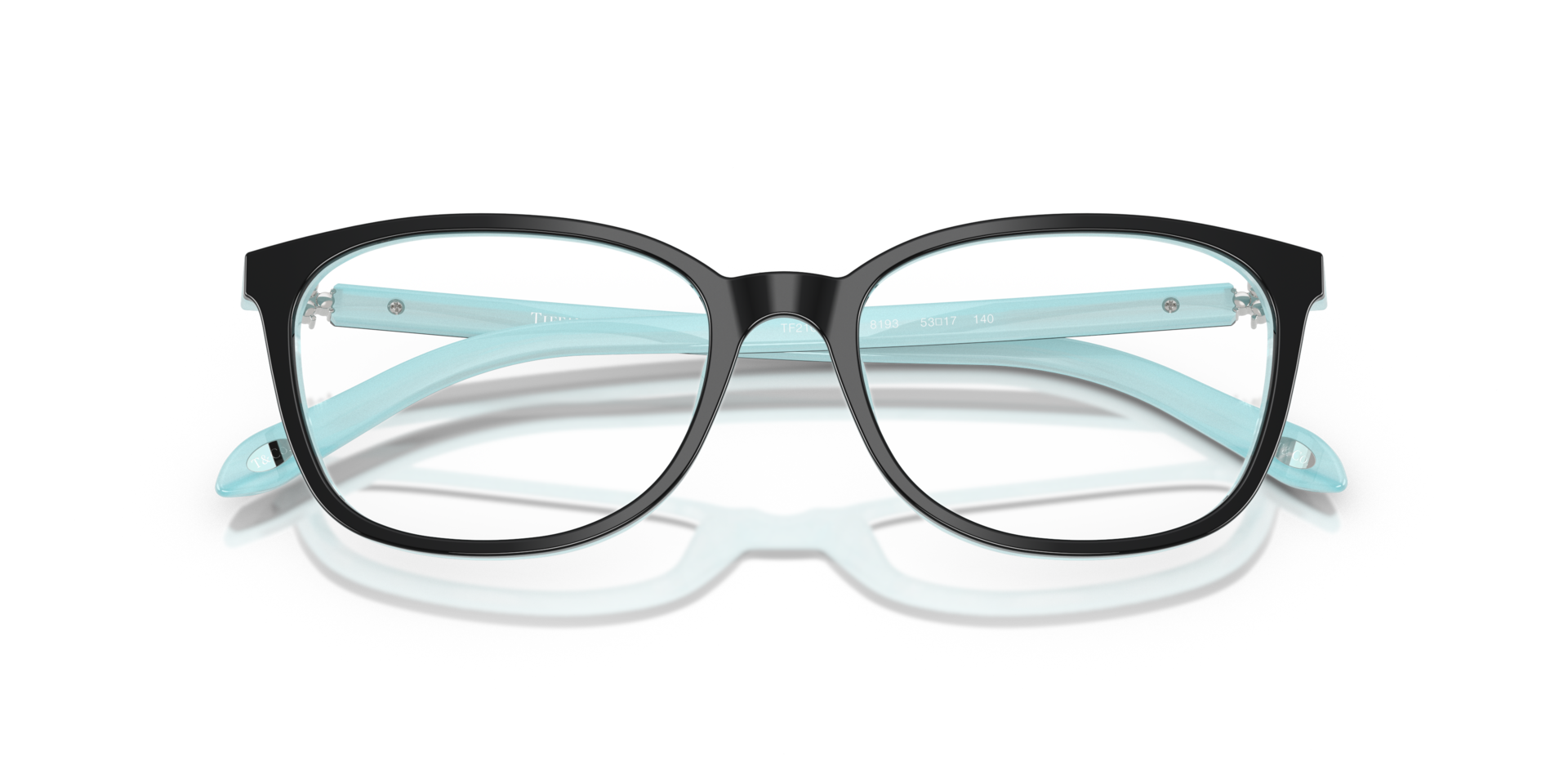 TF2109BF Black On Tiffany Blue Striped AcetateEyeglass Frames for Glasses Direct, Closed View