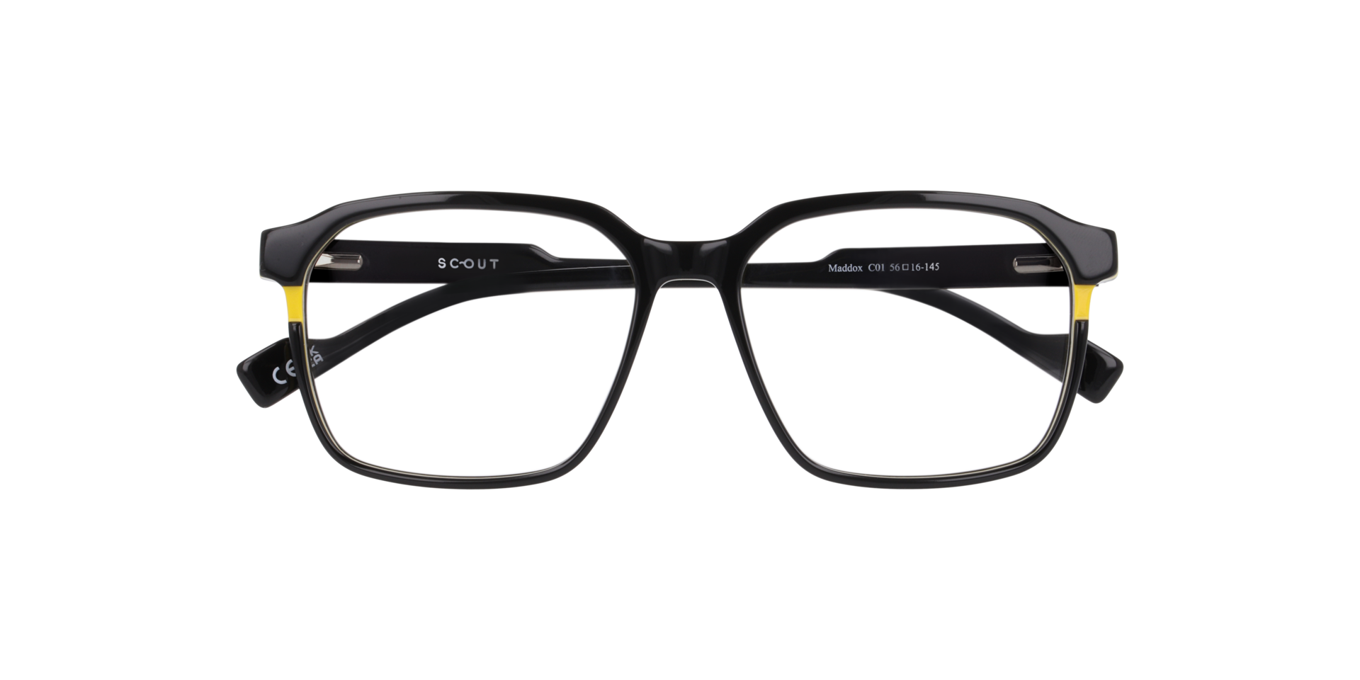 Maddox Black On Yellow AcetateEyeglass Frames for Glasses Direct, Closed View