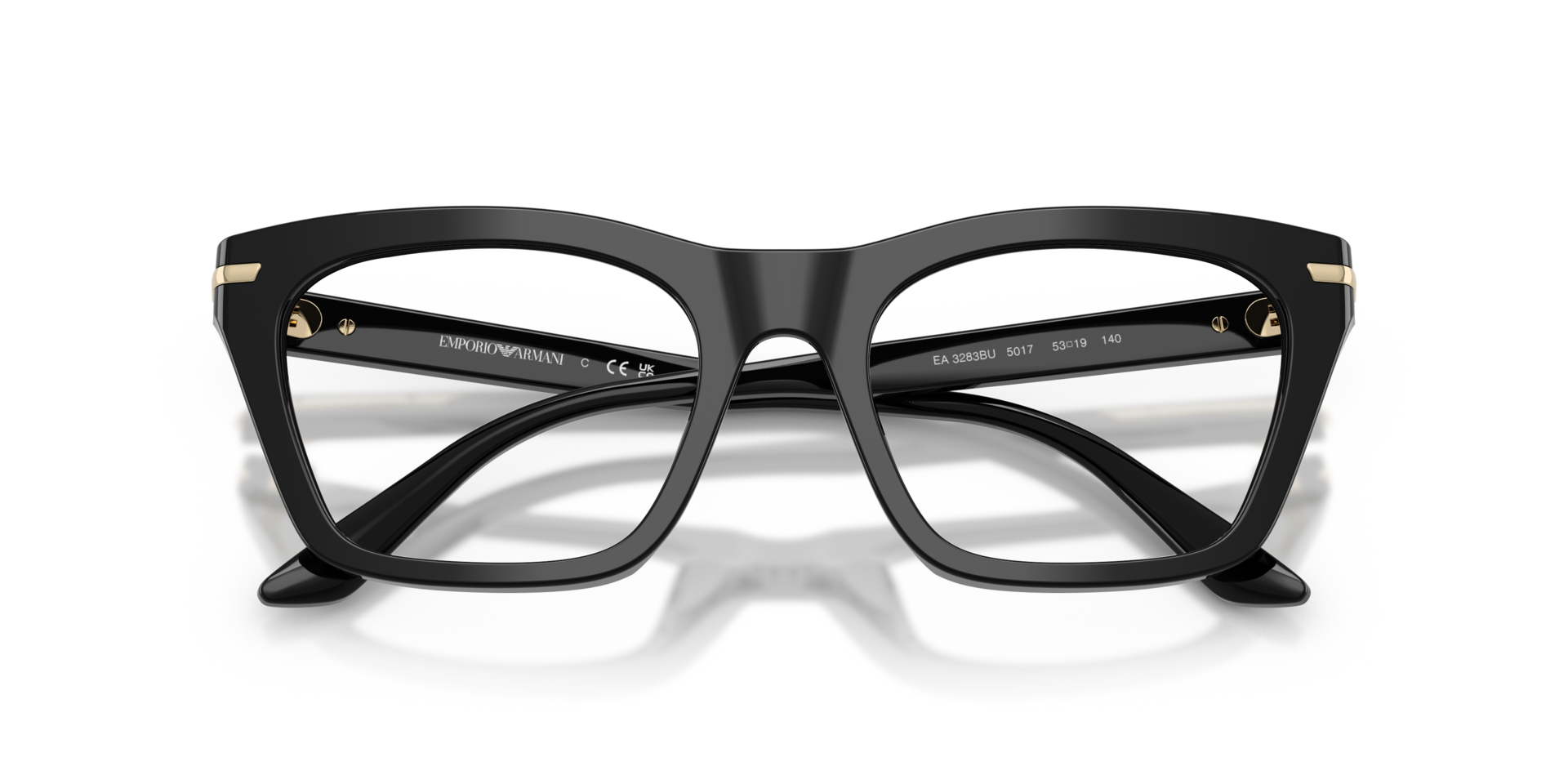 EA3283BU Shiny Black AcetateEyeglass Frames for Glasses Direct, Closed View