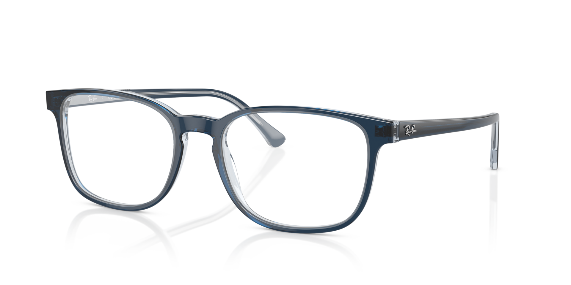 RB5418 Blue On Transparent Blue AcetateSunglass Frames for Glasses Direct, Angle View