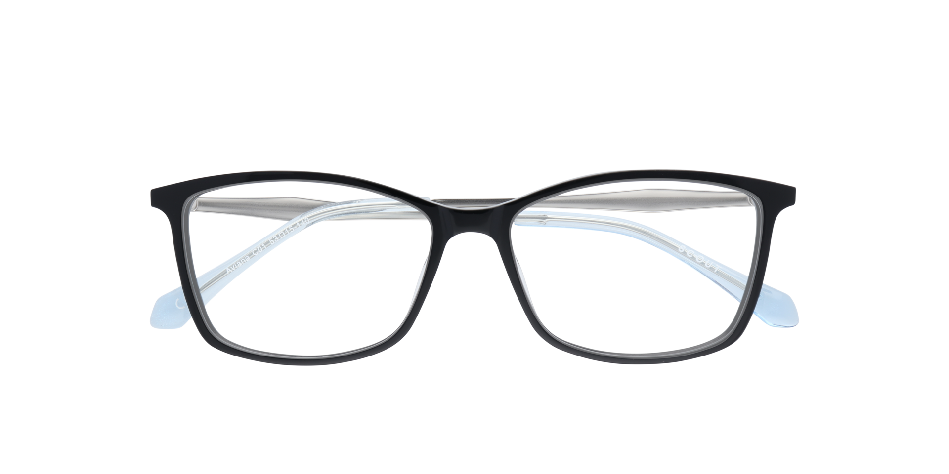 Aviana Shiny Black & Matte Silver AcetateEyeglass Frames for Glasses Direct, Closed View