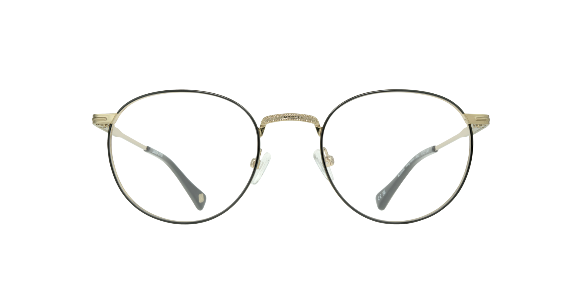Kentish Shiny Gold & Black MetalEyeglass Frames for Glasses Direct, Front View