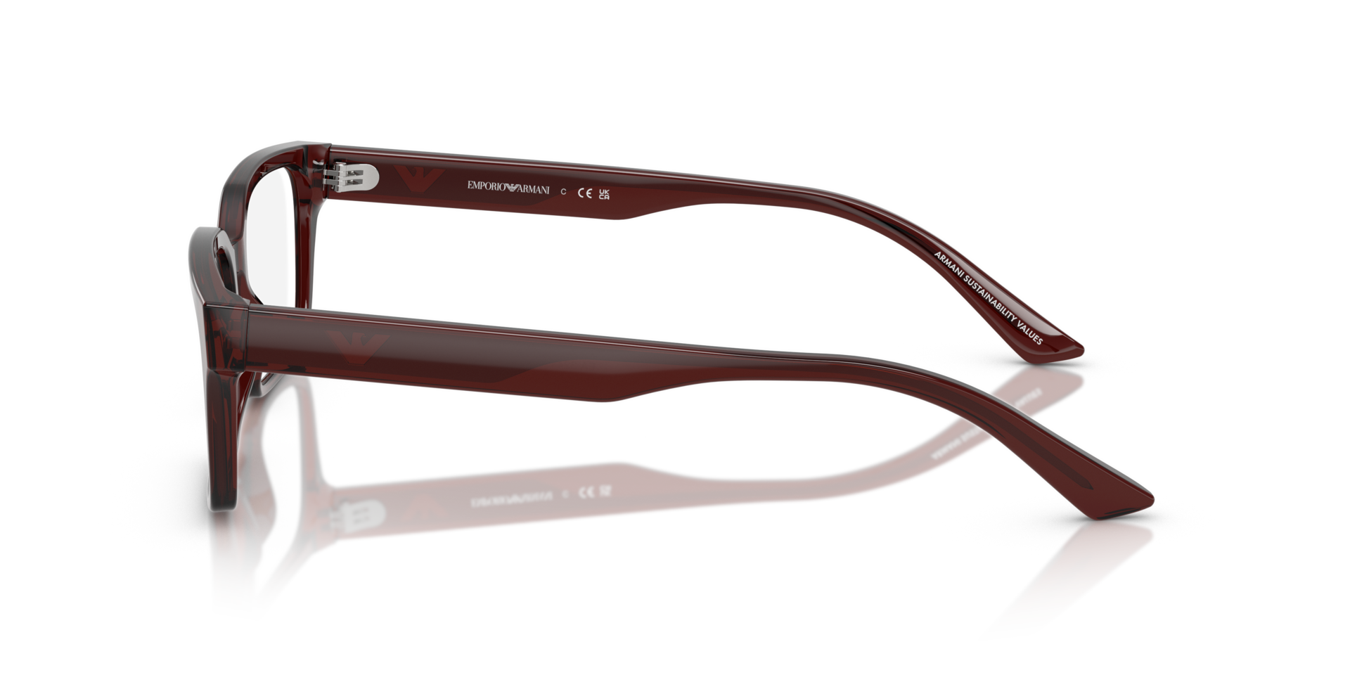 EA3244 Transparent Brown AcetateEyeglass Frames for Glasses Direct, Side View