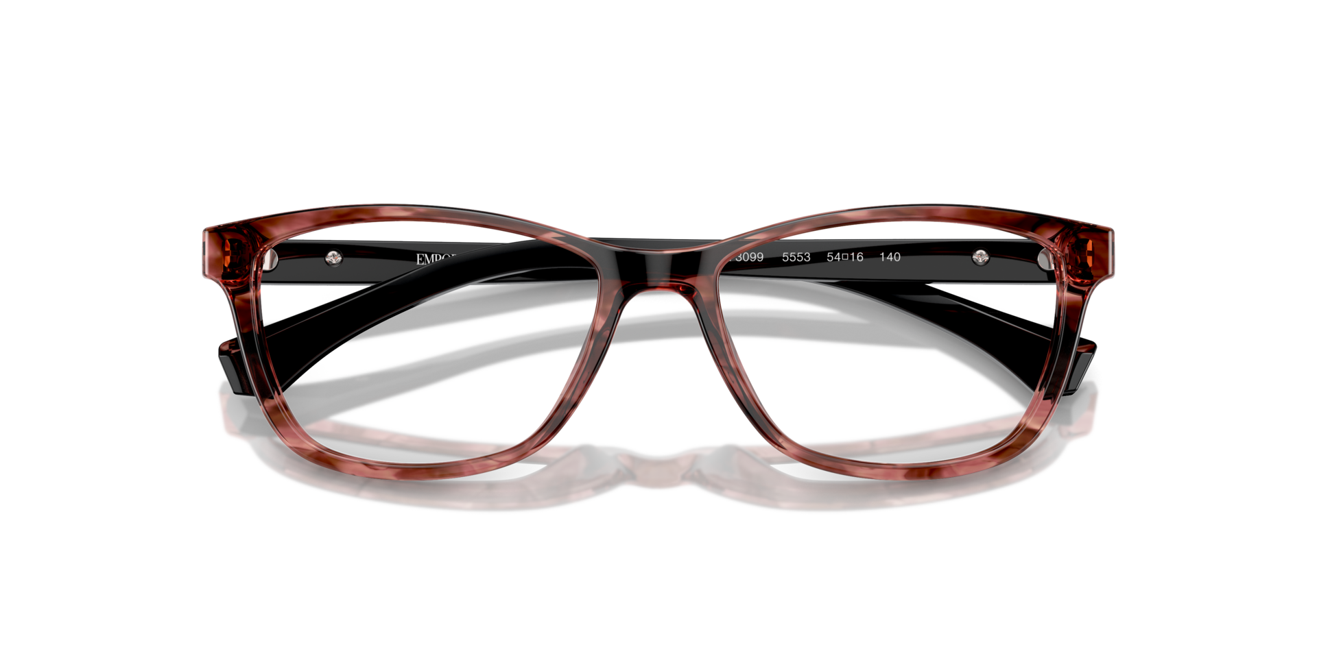 EA3099 Shiny Striped Pink AcetateEyeglass Frames for Glasses Direct, Closed View