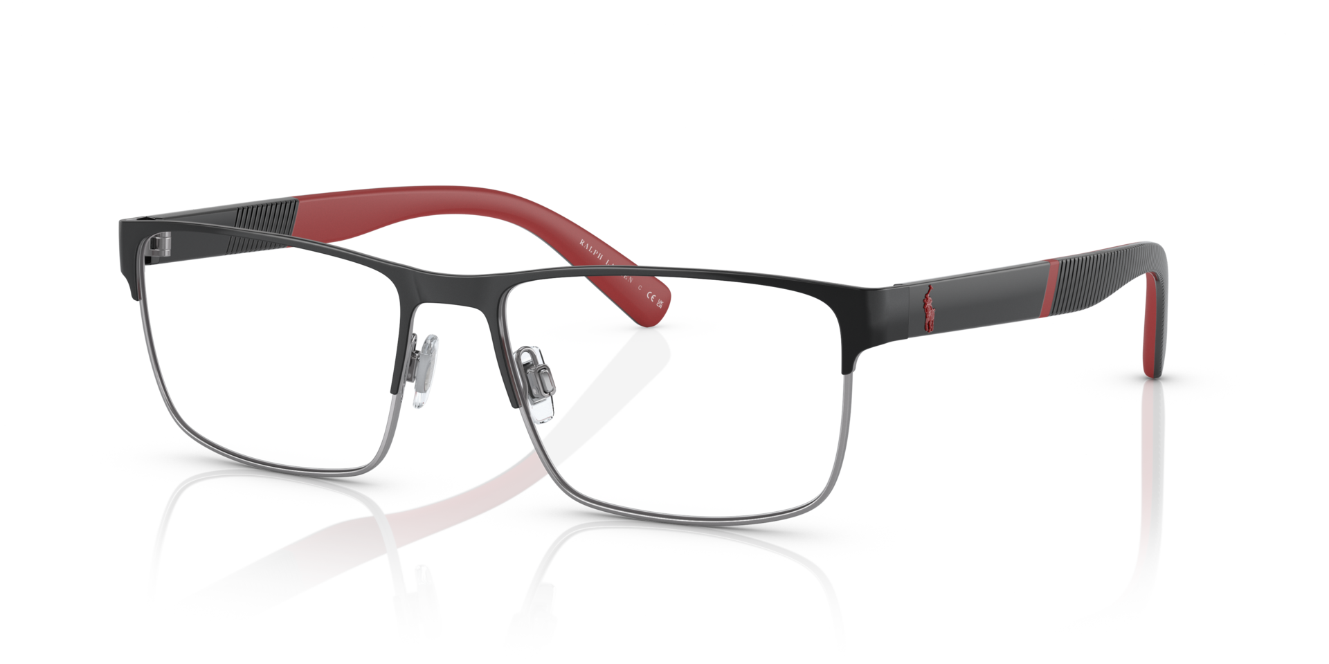 PH1215 Shiny Black & Gunmetal MetalEyeglass Frames for Glasses Direct, Angle View