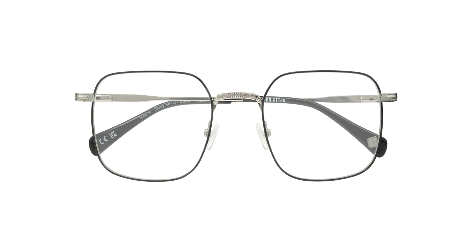 Kensal Shiny Silver & Black MetalEyeglass Frames for Glasses Direct, Closed View