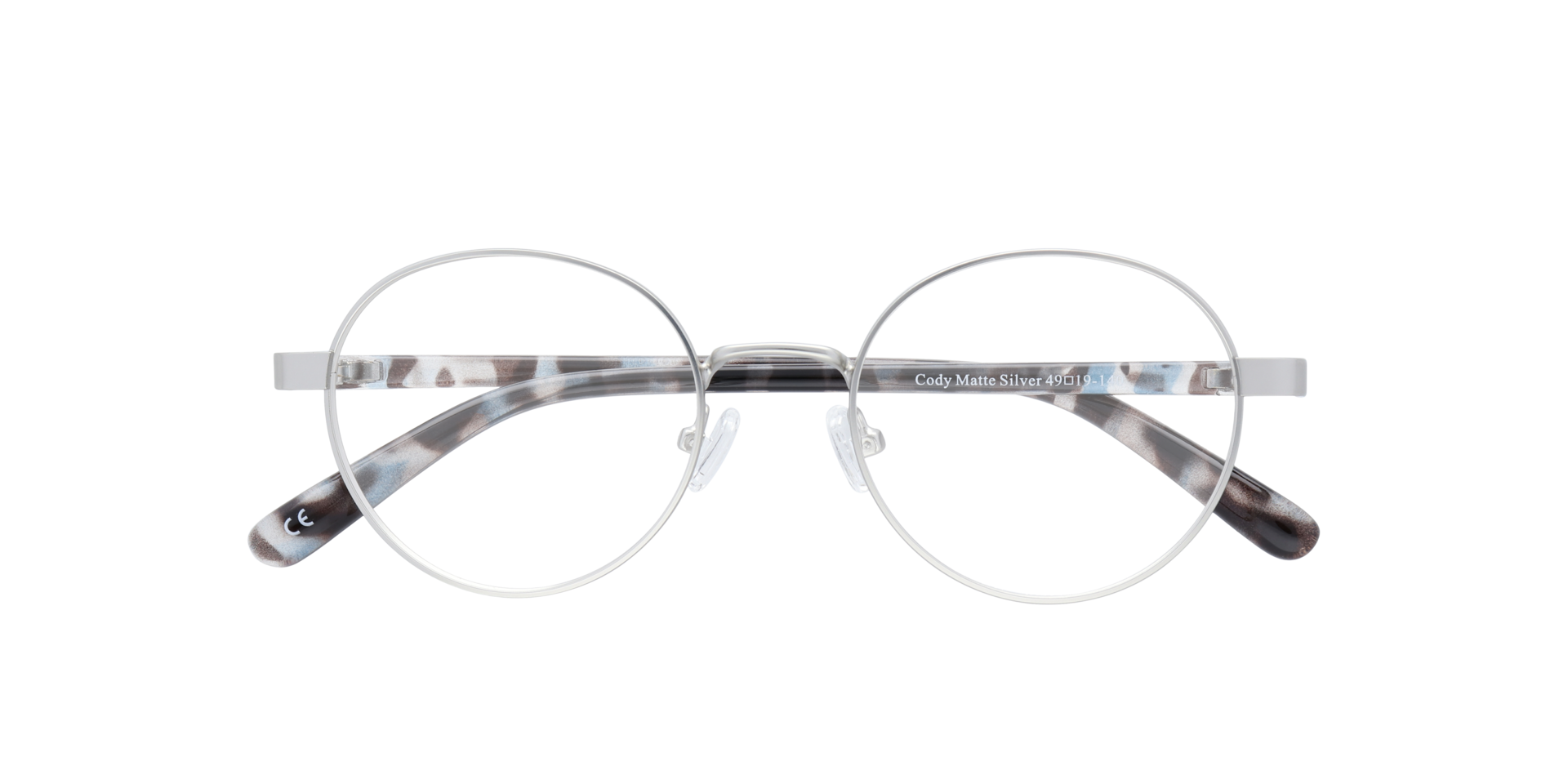 Cody Matte Silver MetalEyeglass Frames for Glasses Direct, Closed View