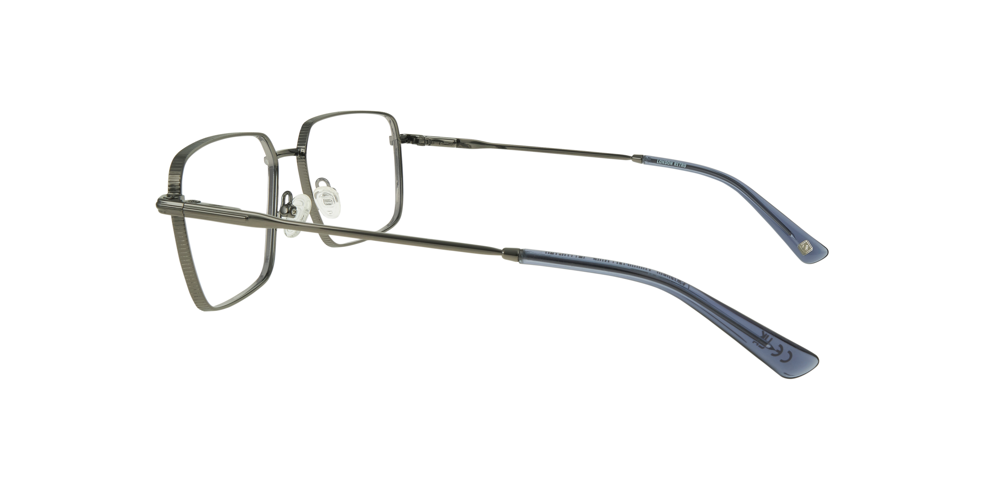 Lewisham Gunmetal & Blue MetalEyeglass Frames for Glasses Direct, Side View