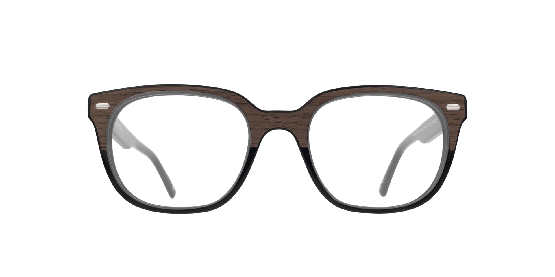 Hanwell Brown Wood Black AcetateEyeglass Frames for Glasses Direct, Front View