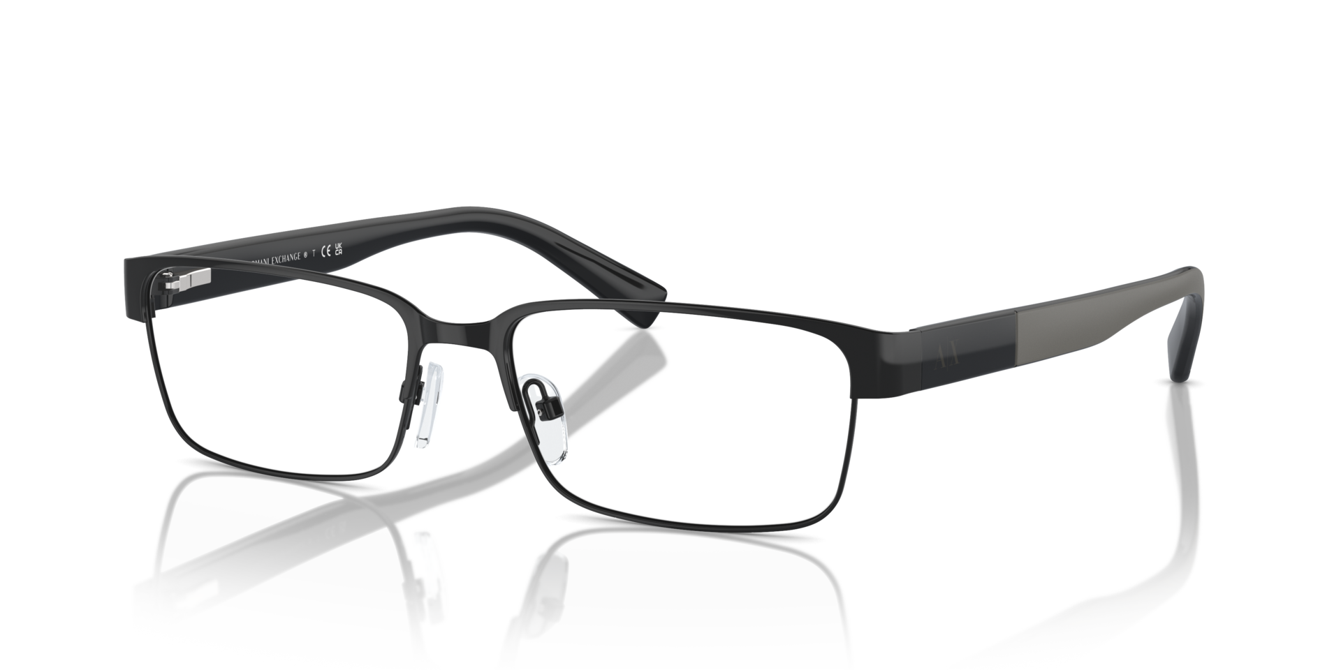 AX1017 Shiny Black MetalEyeglass Frames for Glasses Direct, Angle View