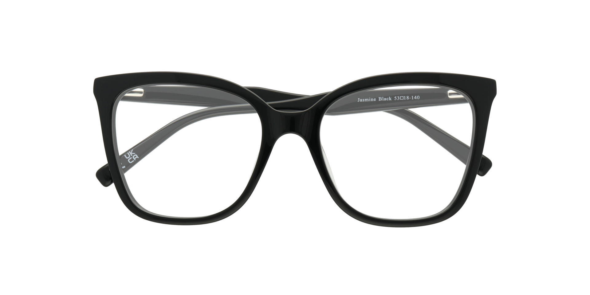 Jasmine Black AcetateEyeglass Frames for Glasses Direct, Closed View