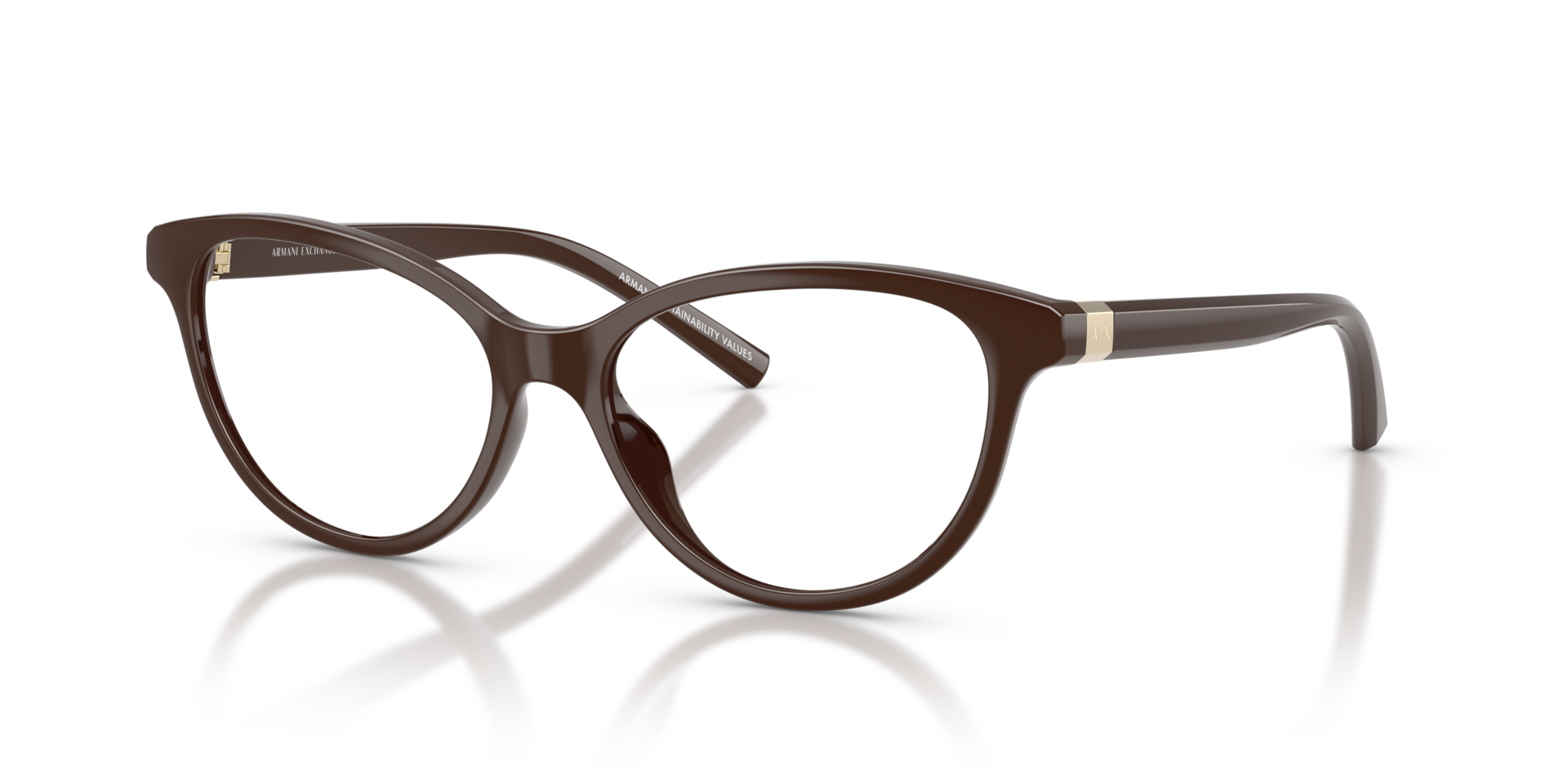 AX3138U Shiny Dark Brown PlasticEyeglass Frames for Glasses Direct, Angle View