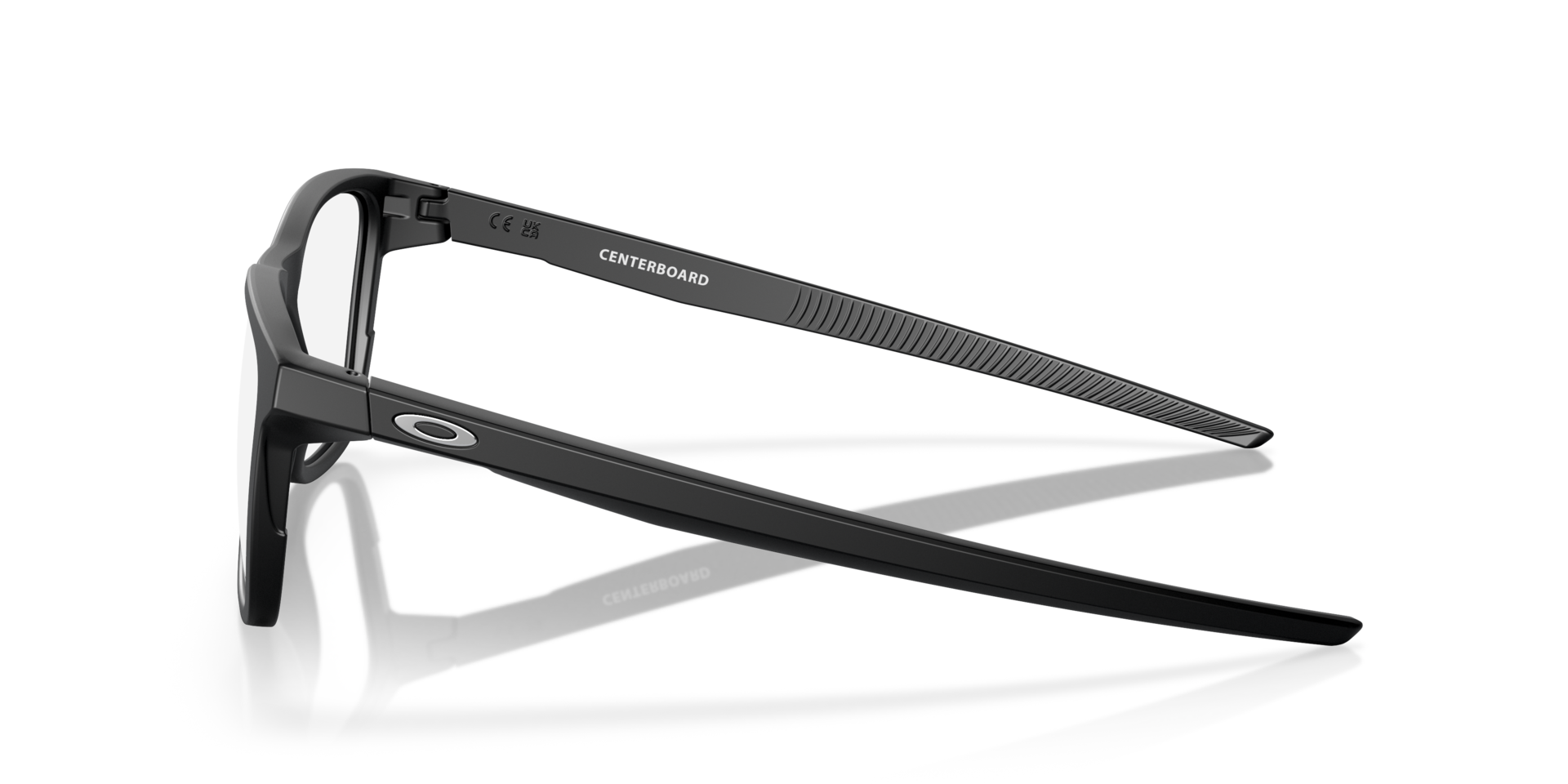 Centerboard Satin Black PlasticEyeglass Frames for Glasses Direct, Side View