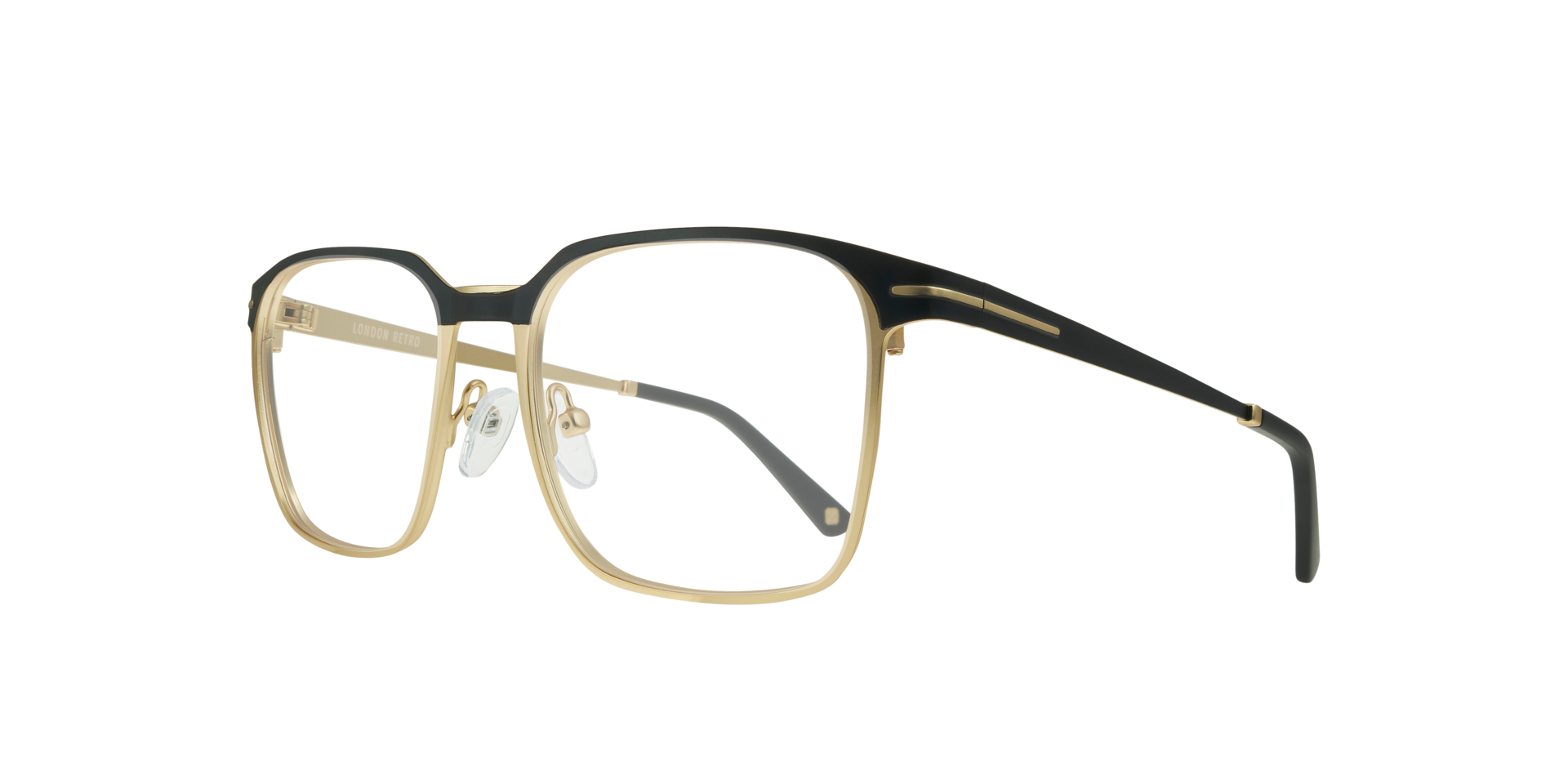 Lambeth Black & Gold MetalEyeglass Frames for Glasses Direct, Angle View