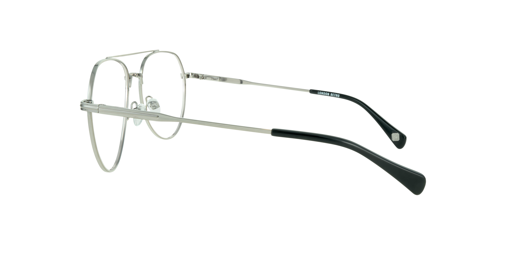 Kensington Shiny Silver MetalSunglass Frames for Glasses Direct, Side View