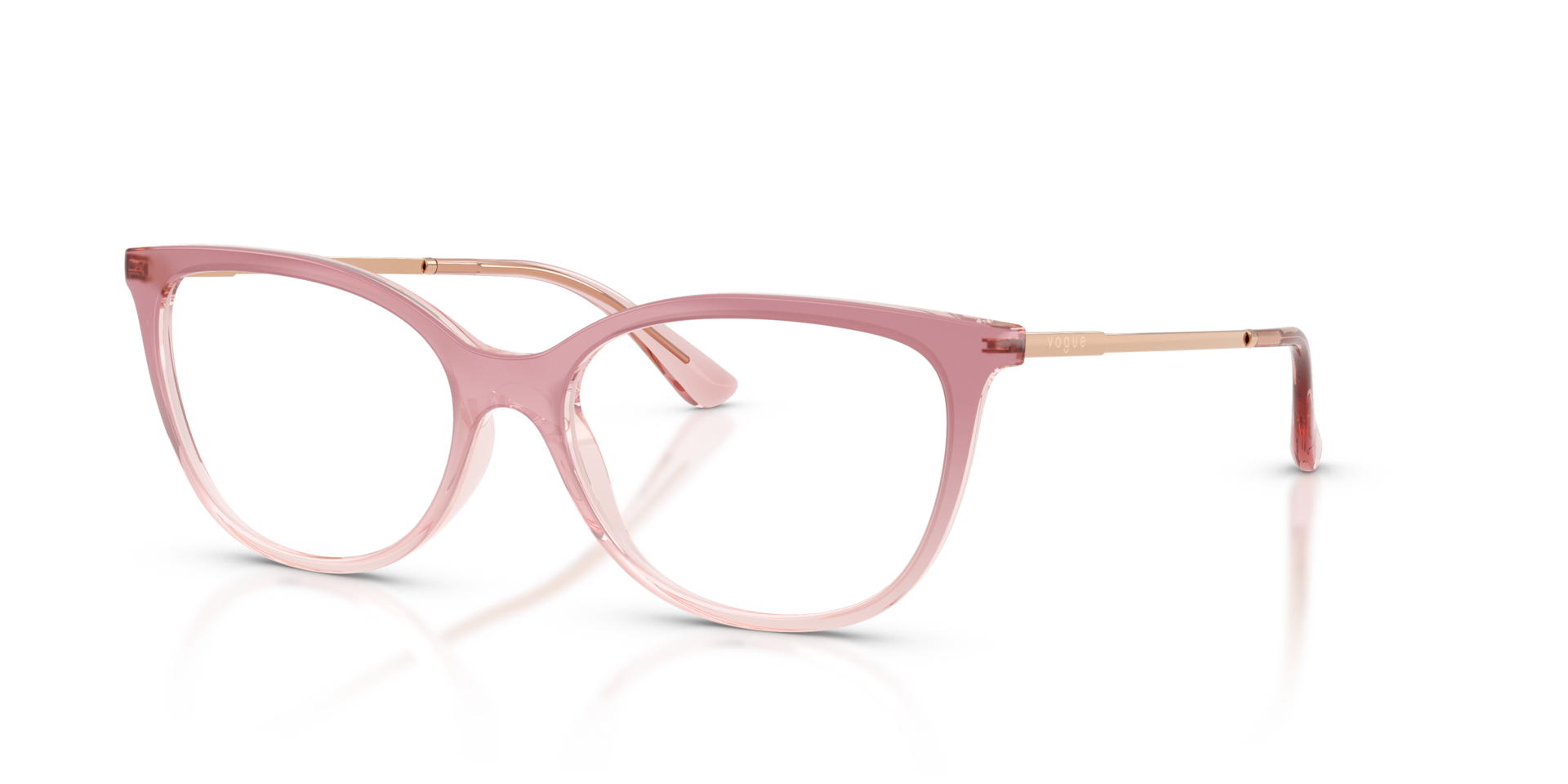 VO5673 Gradient Pink & Transparent Pink PlasticEyeglass Frames for Glasses Direct, Angle View