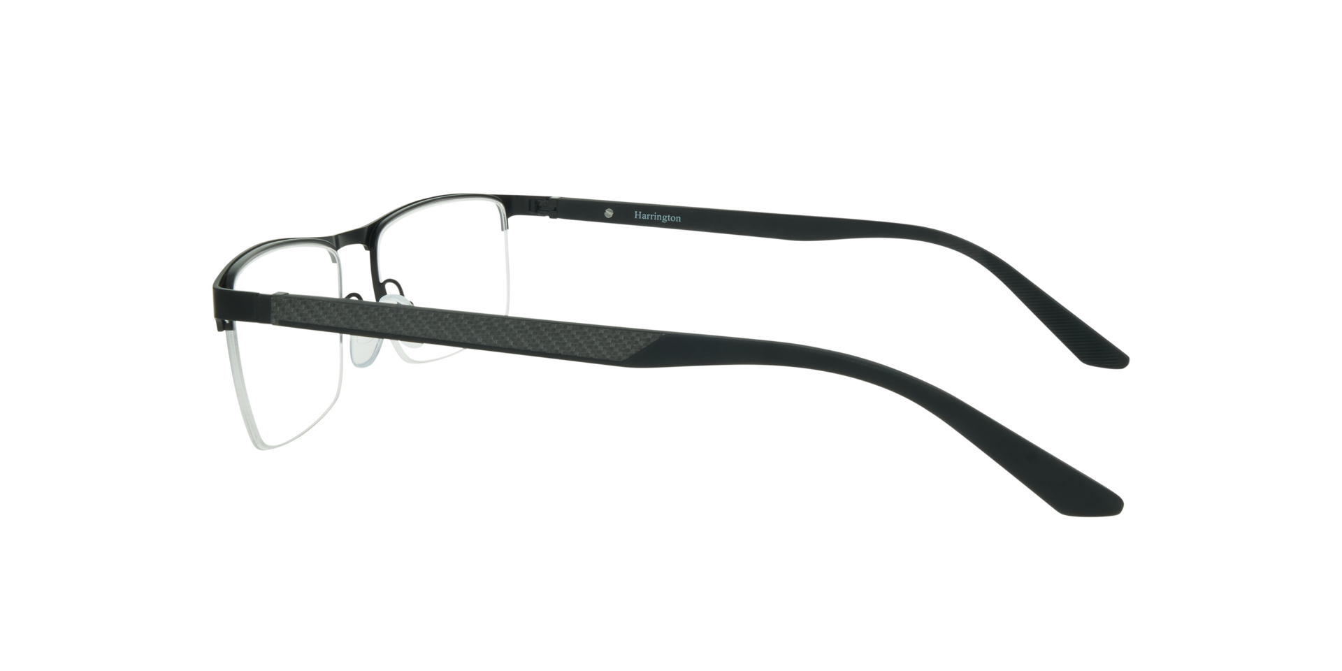 Jeffrey Matte Black & Twill Grey MetalEyeglass Frames for Glasses Direct, Side View