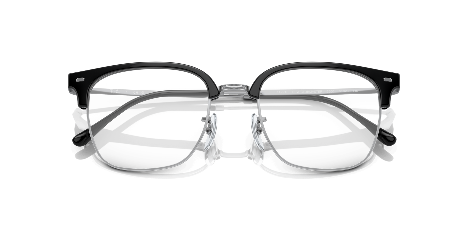 Glasses Direct ™ -New Clubmaster Optics - Square Black On Silver