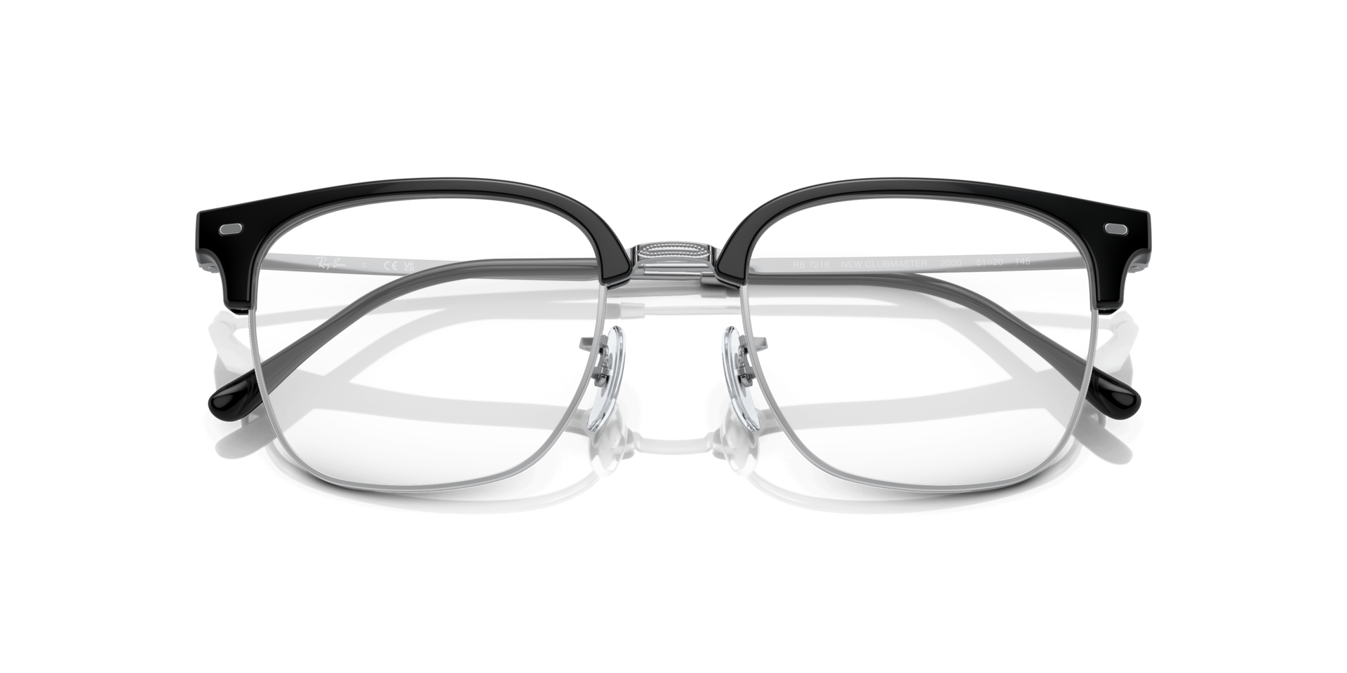 New Clubmaster Optics Black On Silver PlasticEyeglass Frames for Glasses Direct, Closed View