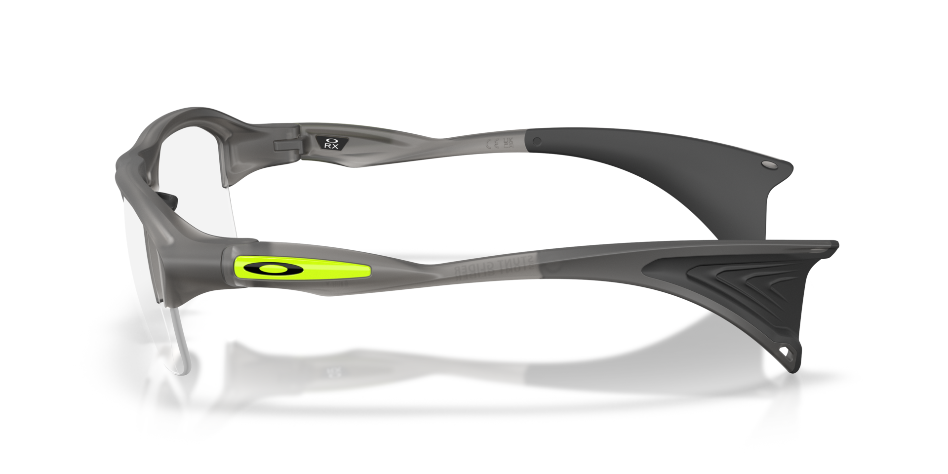 Stunt Glider Satin Grey Smoke PlasticEyeglass Frames for Glasses Direct, Side View