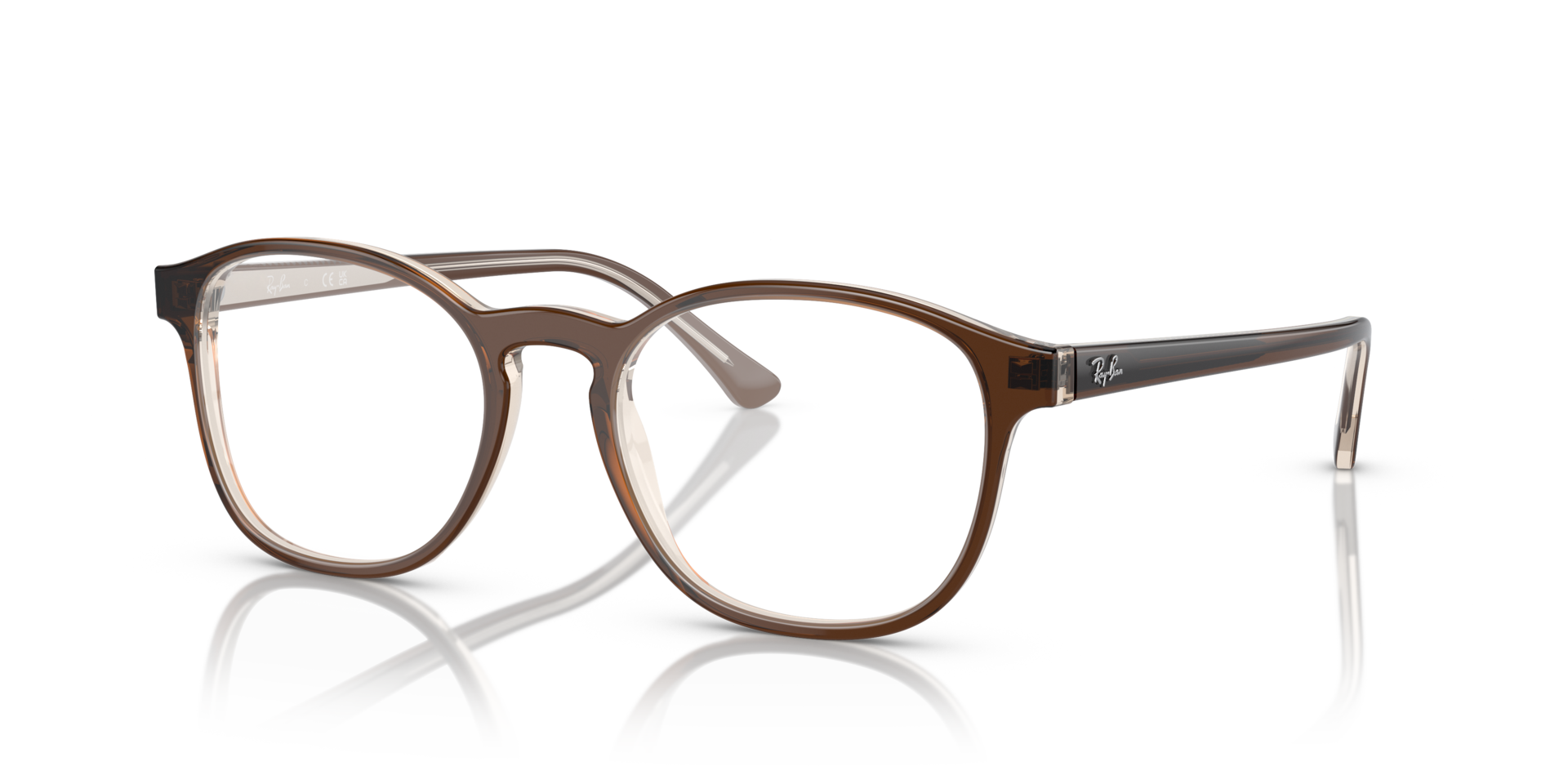 RB5417 Brown On Transparent Light Brown AcetateEyeglass Frames for Glasses Direct, Angle View