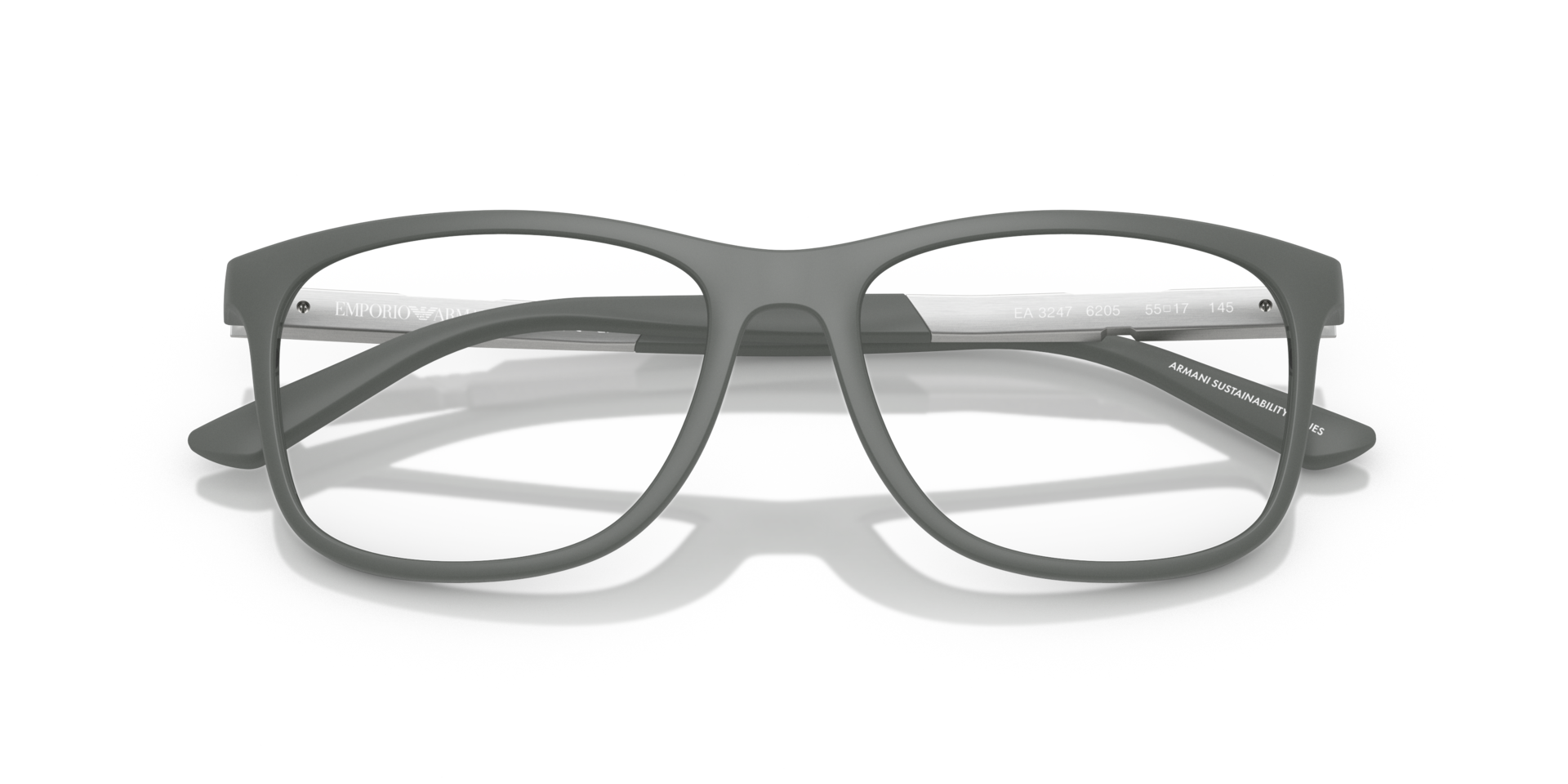 EA3247 Matte Grey PlasticEyeglass Frames for Glasses Direct, Closed View