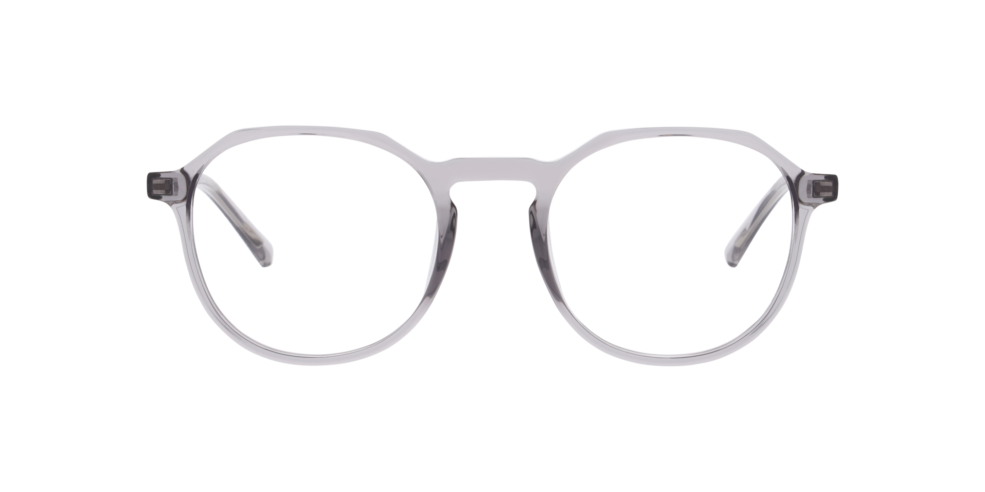 Marty Transparent Grey PlasticEyeglass Frames for Glasses Direct, Front View