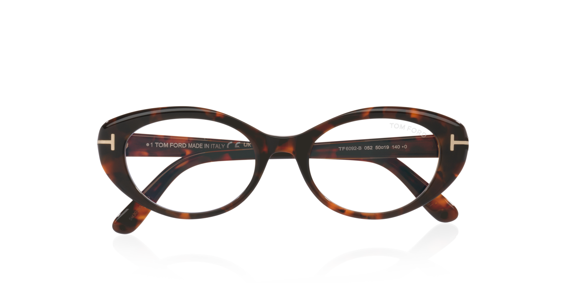 FT6092-B Tortoise AcetateEyeglass Frames for Glasses Direct, Closed View