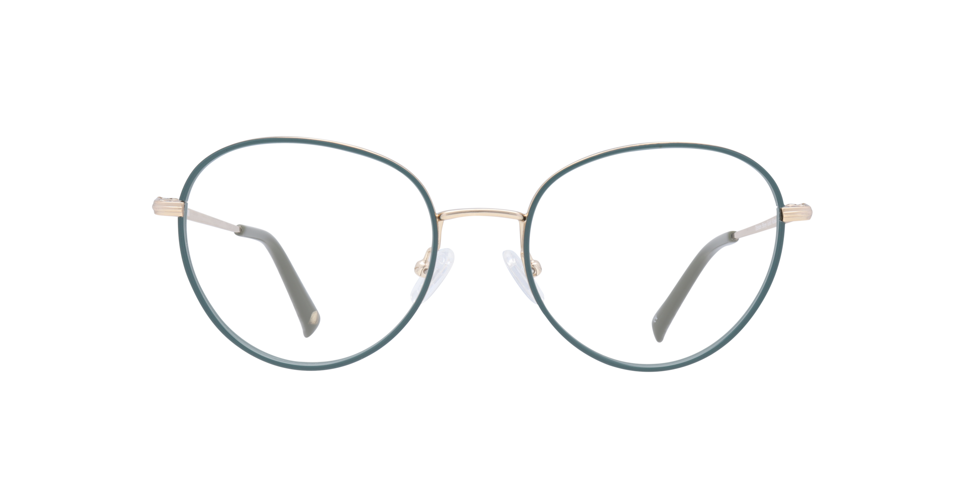 Debden Shiny Gold & Khaki MetalEyeglass Frames for Glasses Direct, Front View