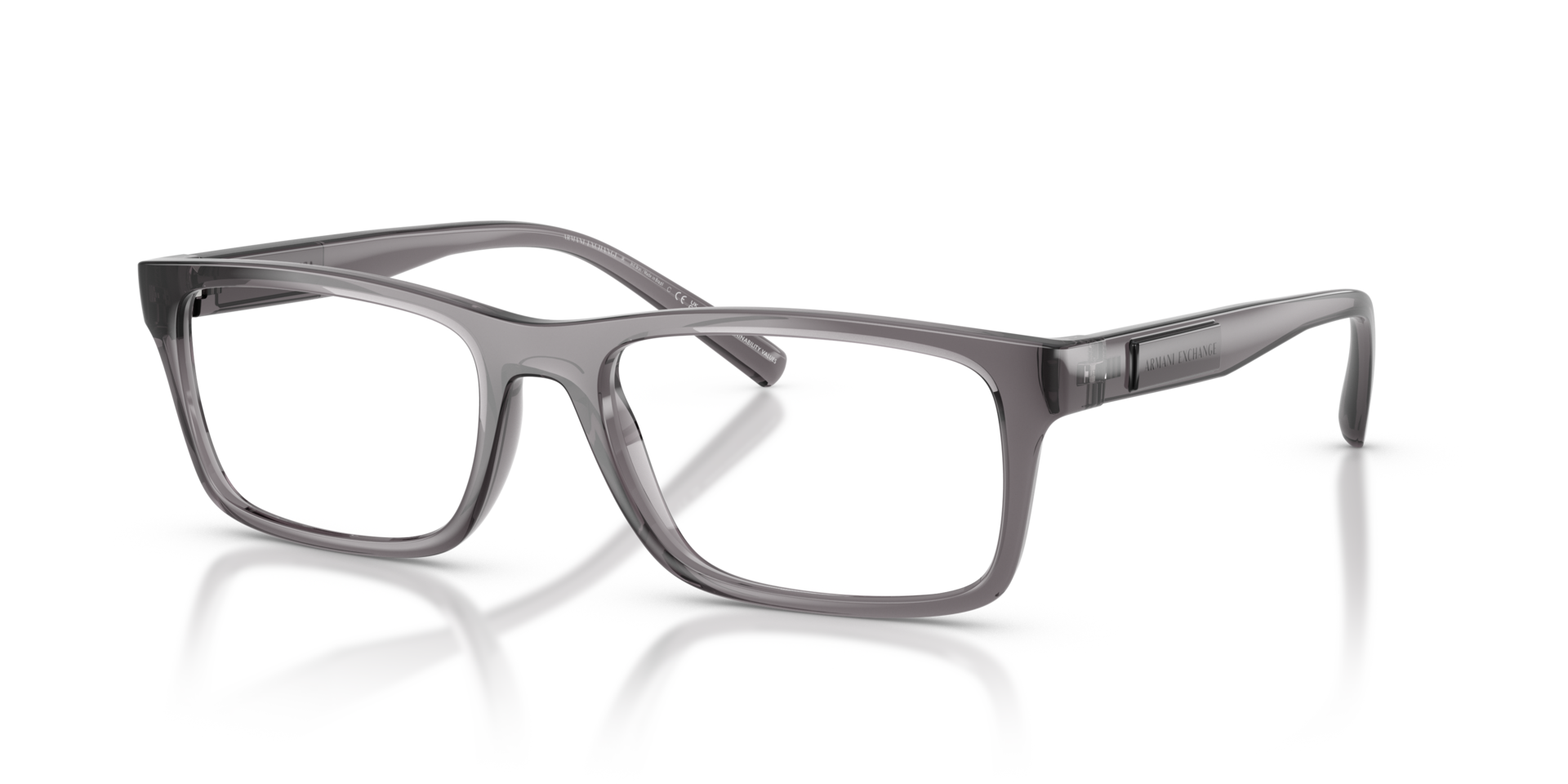 AX3115 Shiny Transparent Grey PlasticEyeglass Frames for Glasses Direct, Angle View