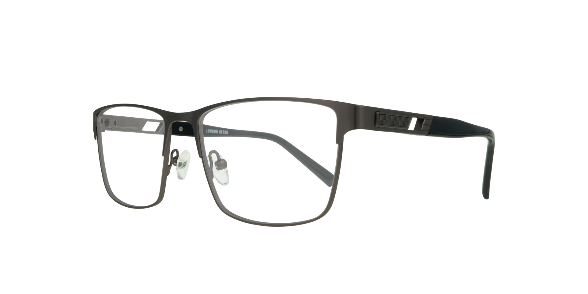 Ken Matte Grey MetalEyeglass Frames for Glasses Direct, Angle View