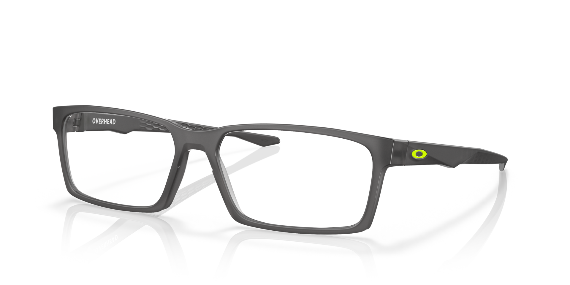 Overhead Satin Grey Smoke PlasticEyeglass Frames for Glasses Direct, Angle View
